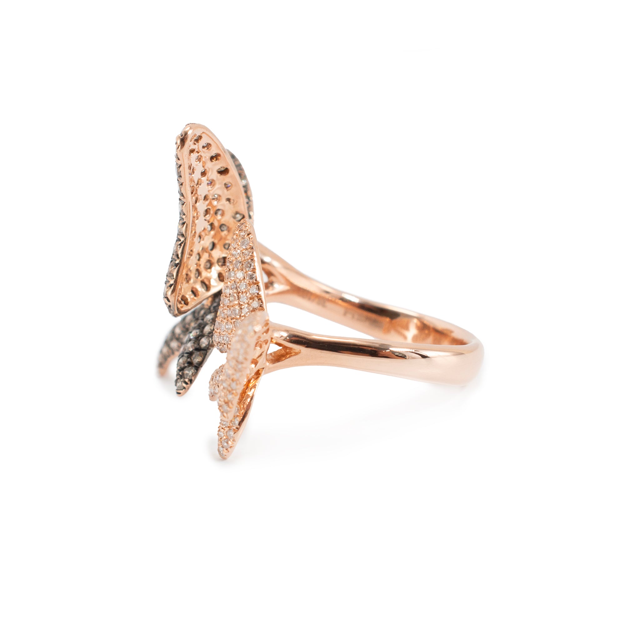 Effy Limited Edition 14K Rose Gold Brown & White Diamond Butterfly Cocktail Ring