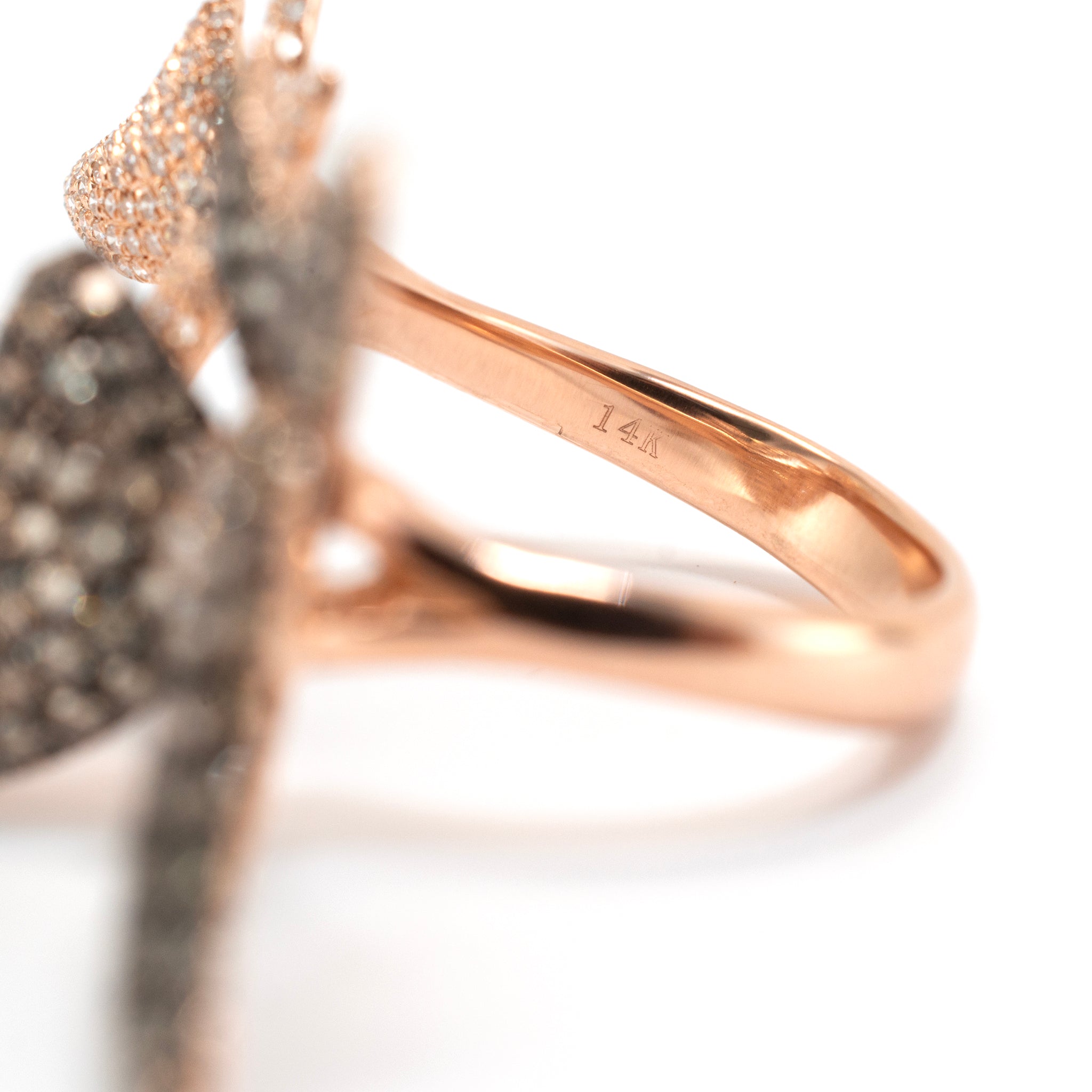 Effy Limited Edition 14K Rose Gold Brown & White Diamond Butterfly Cocktail Ring