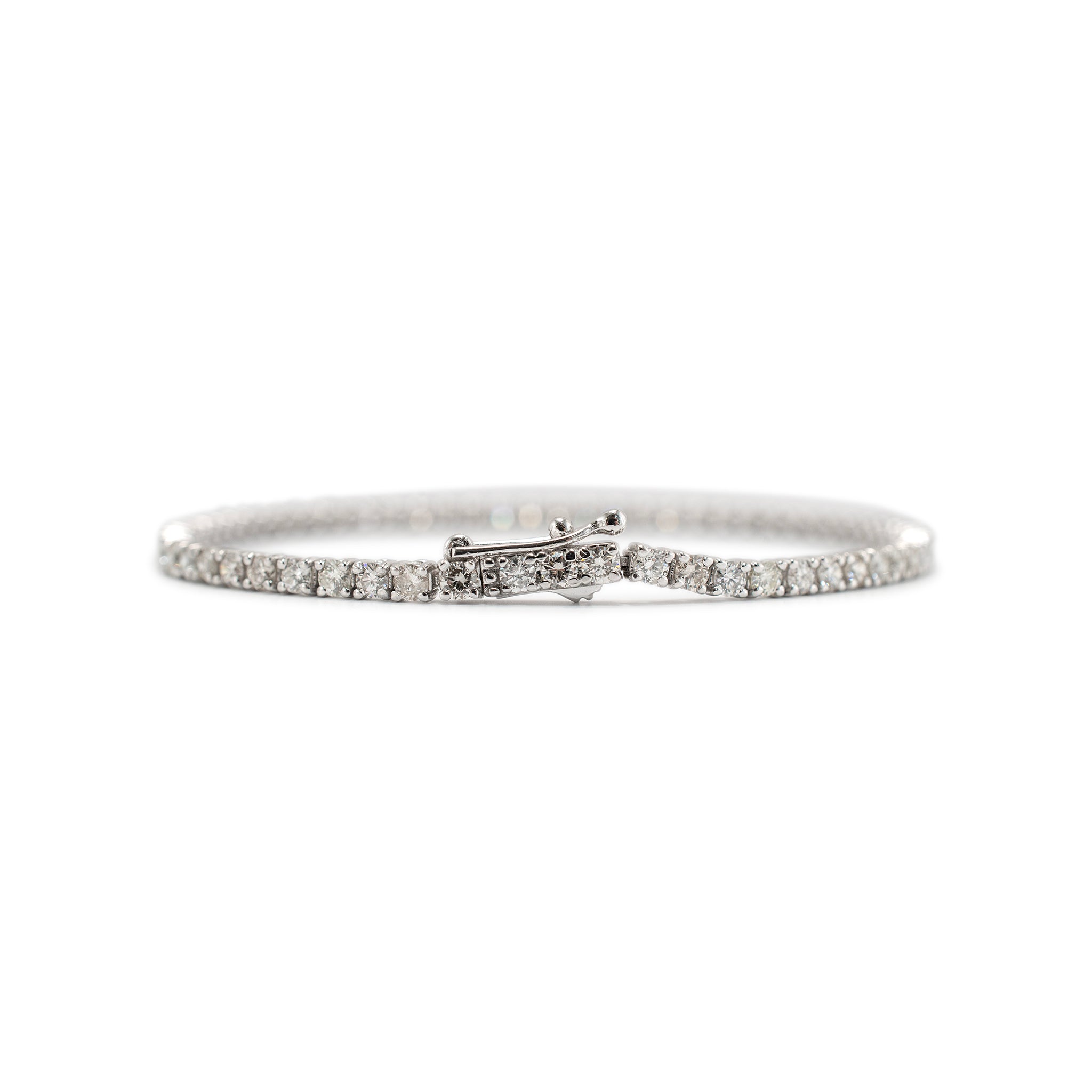 14K White Gold 4-Prong 3.30ct Diamond Tennis Bracelet