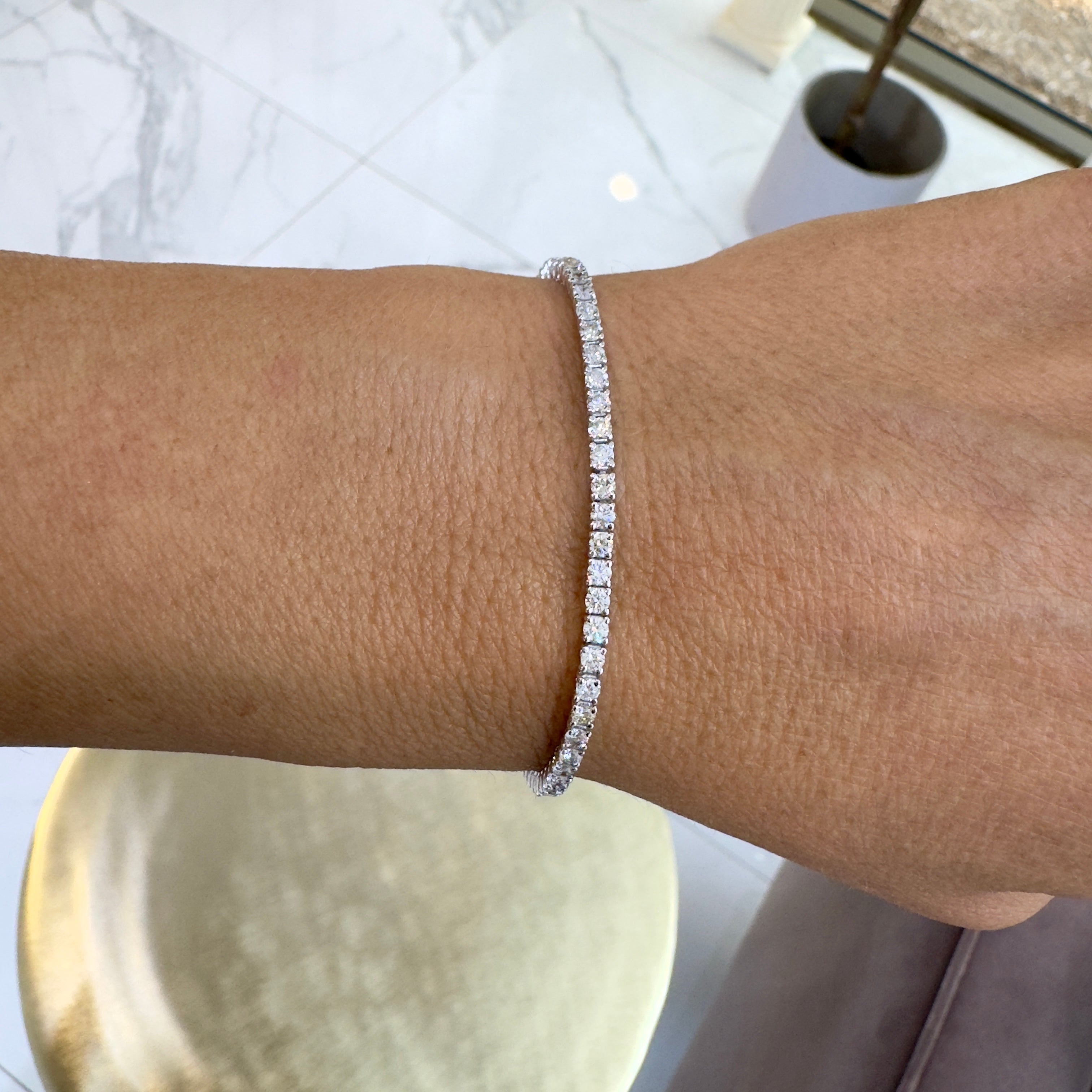 14K White Gold 4-Prong 3.30ct Diamond Tennis Bracelet