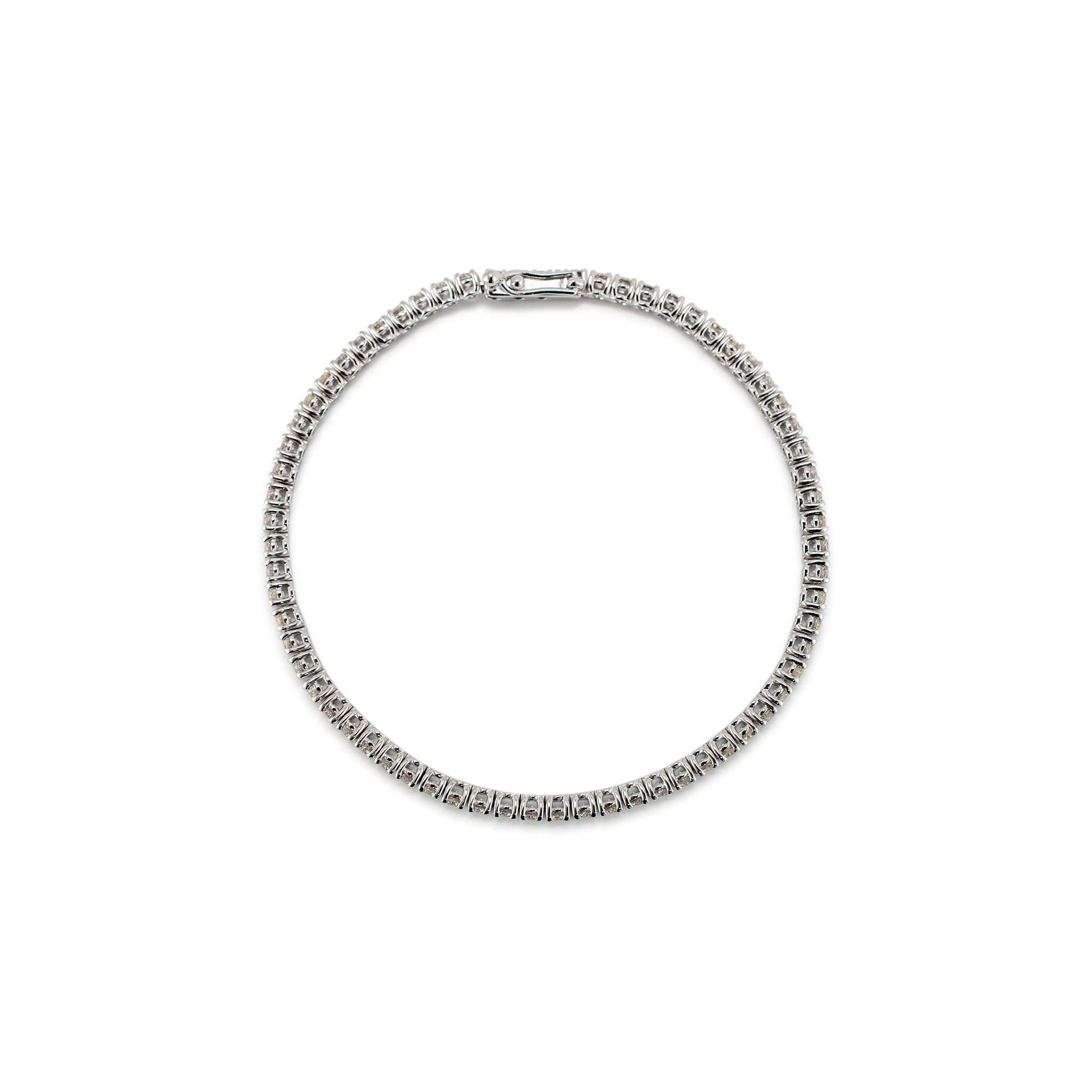 14K White Gold 4-Prong 4.38ct Diamond Tennis Bracelet