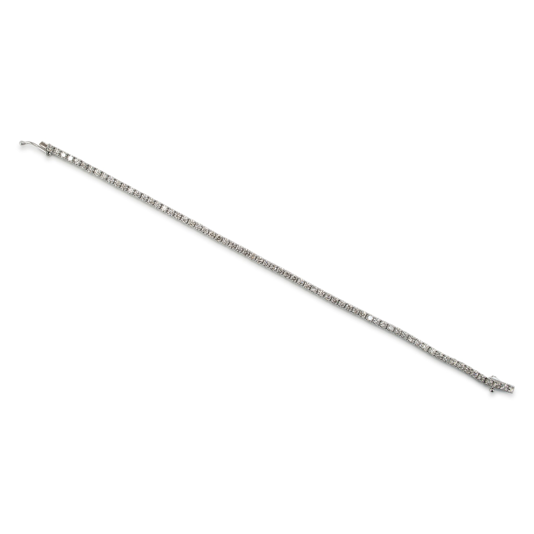 14K White Gold 4-Prong 4.38ct Diamond Tennis Bracelet