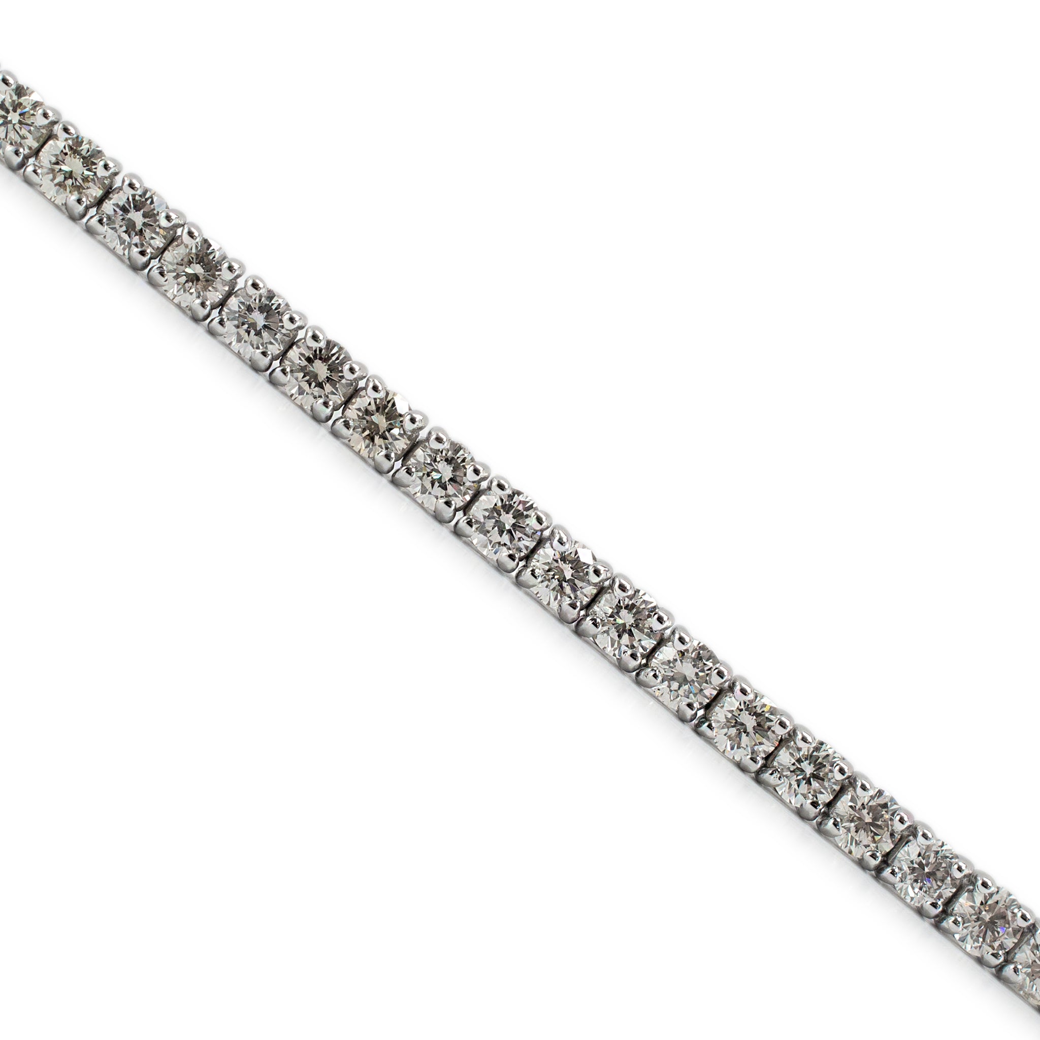 14K White Gold 4-Prong 4.38ct Diamond Tennis Bracelet