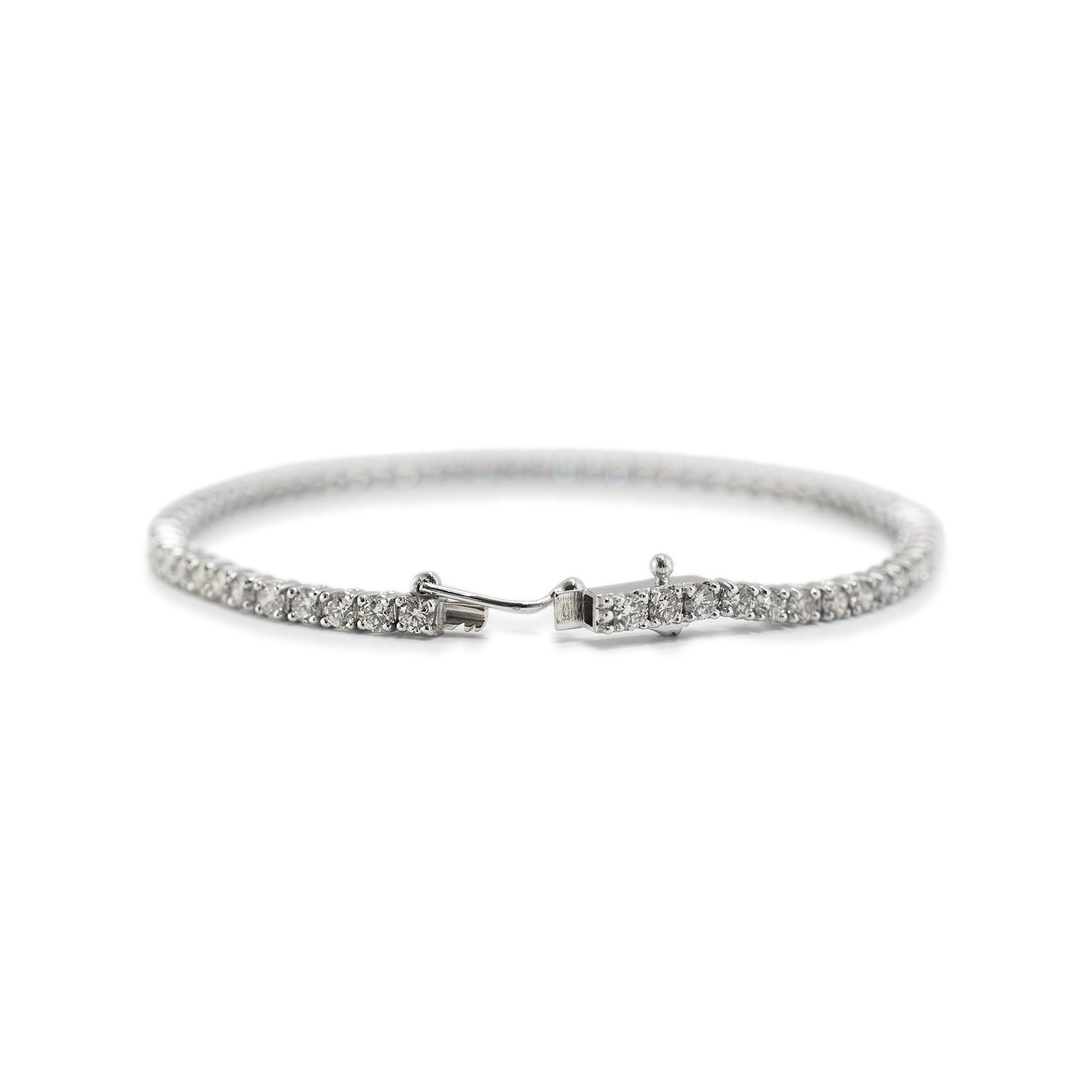 14K White Gold 4-Prong 4.38ct Diamond Tennis Bracelet