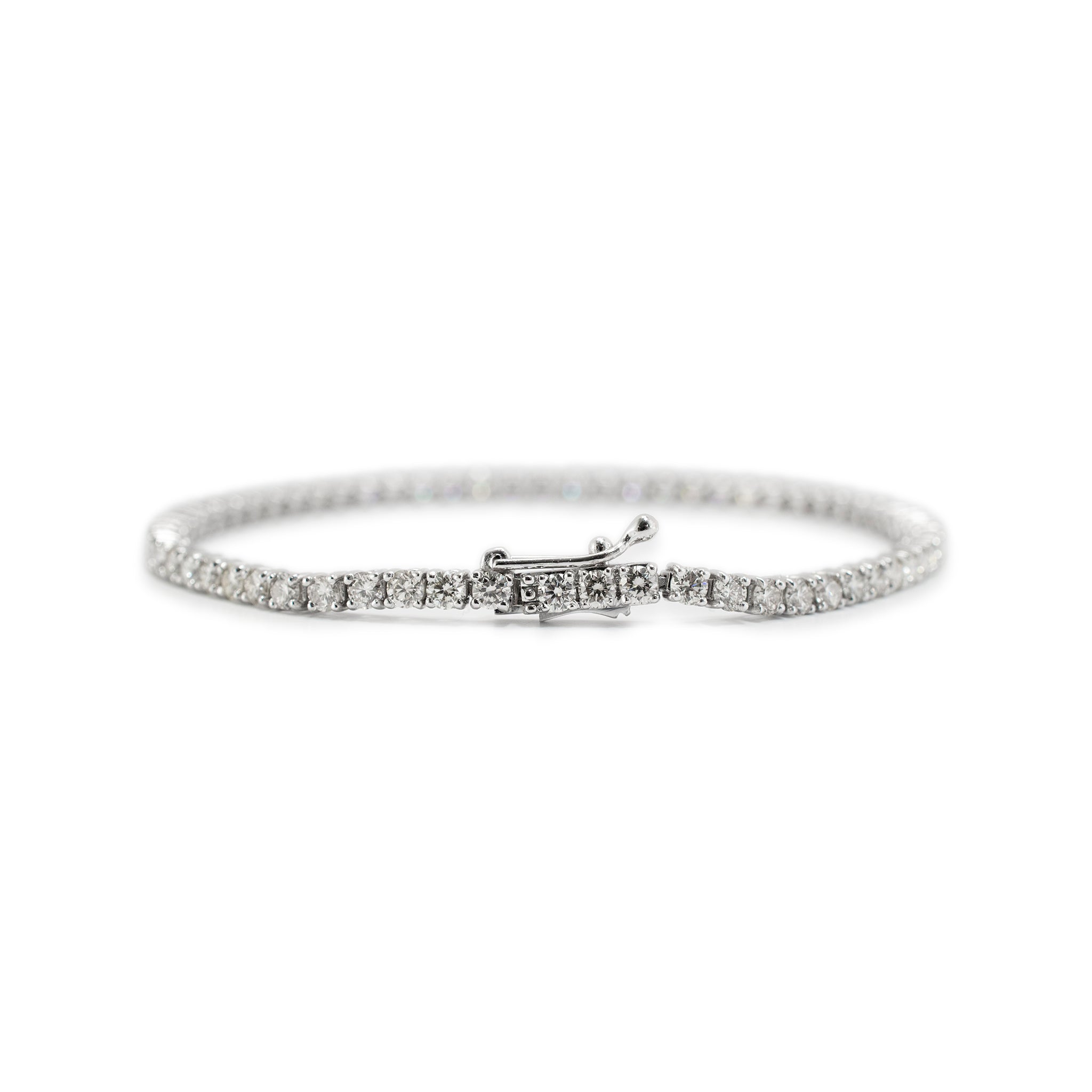 14K White Gold 4-Prong 4.38ct Diamond Tennis Bracelet