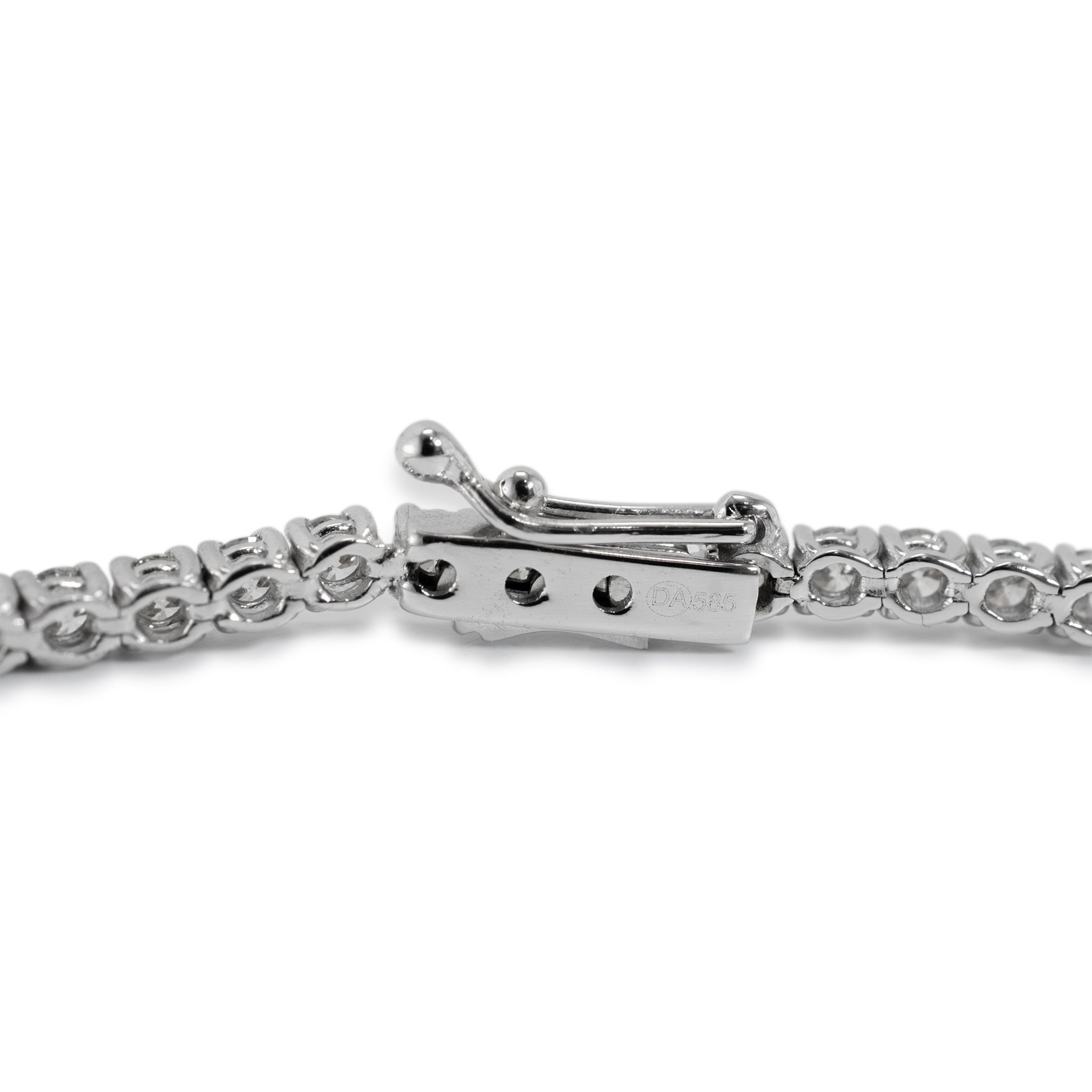 14K White Gold 4-Prong 4.38ct Diamond Tennis Bracelet