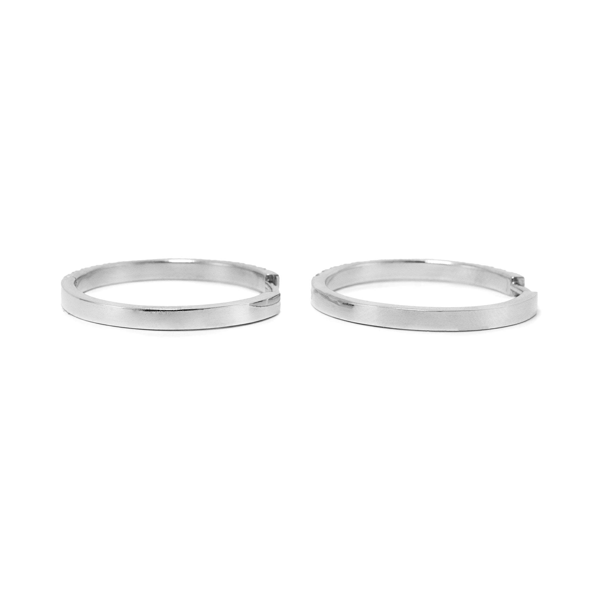 Ladies 14K White Gold Half Eternity 1.22ct Pave Diamond Hoop Earrings