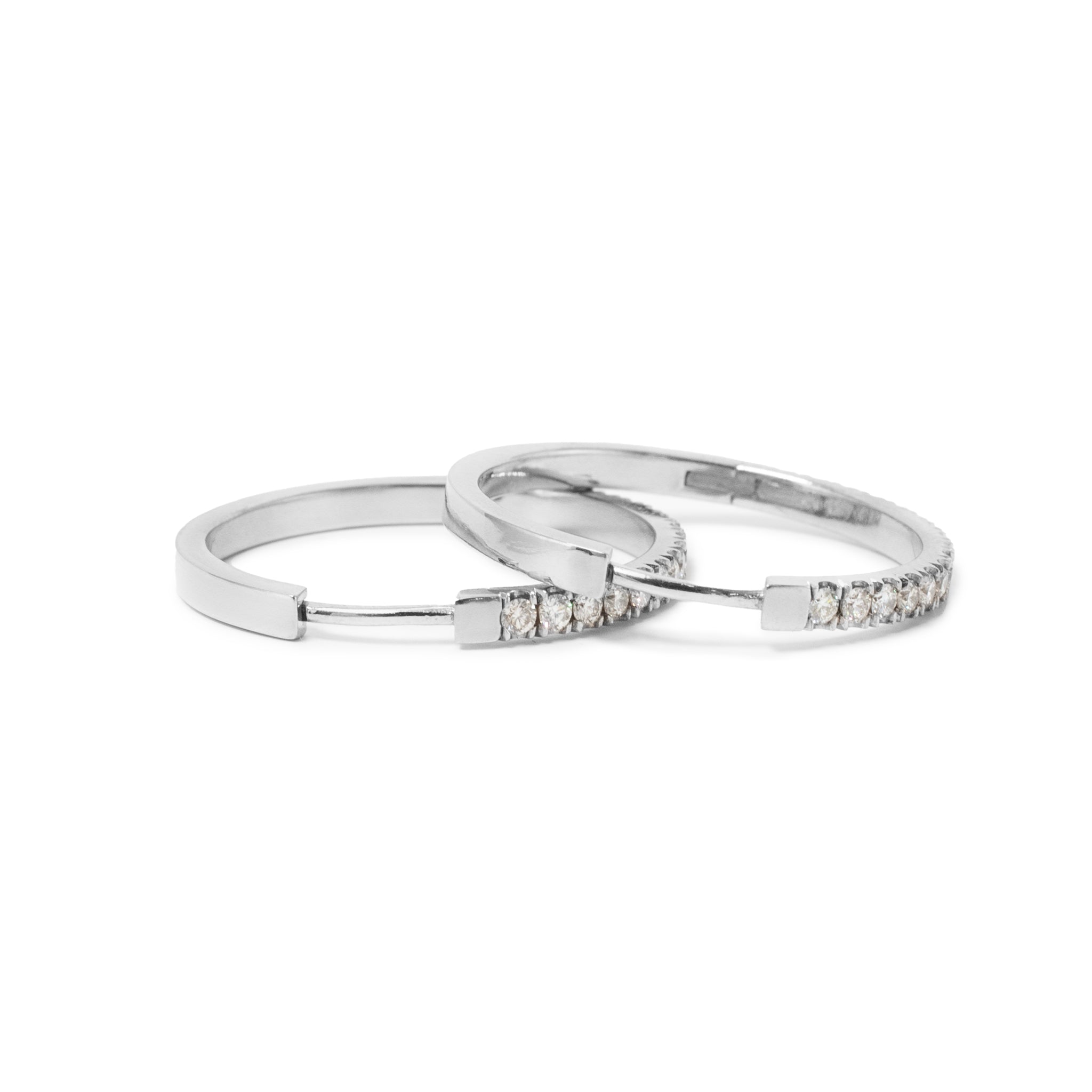 Ladies 14K White Gold Half Eternity 1.22ct Pave Diamond Hoop Earrings