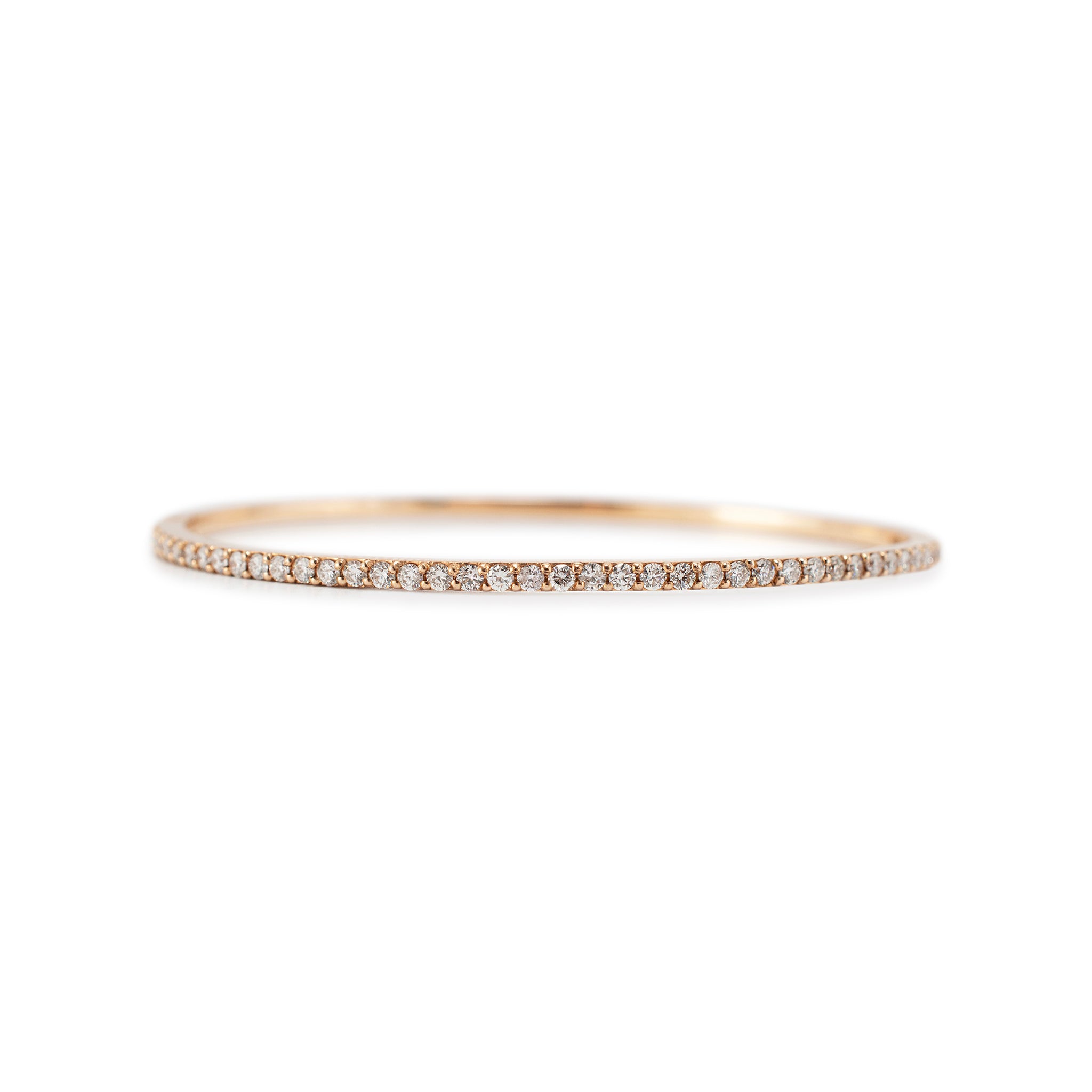 14K Rose Gold Half Eternity Tennis 1.35ct Diamond Bangle Bracelet