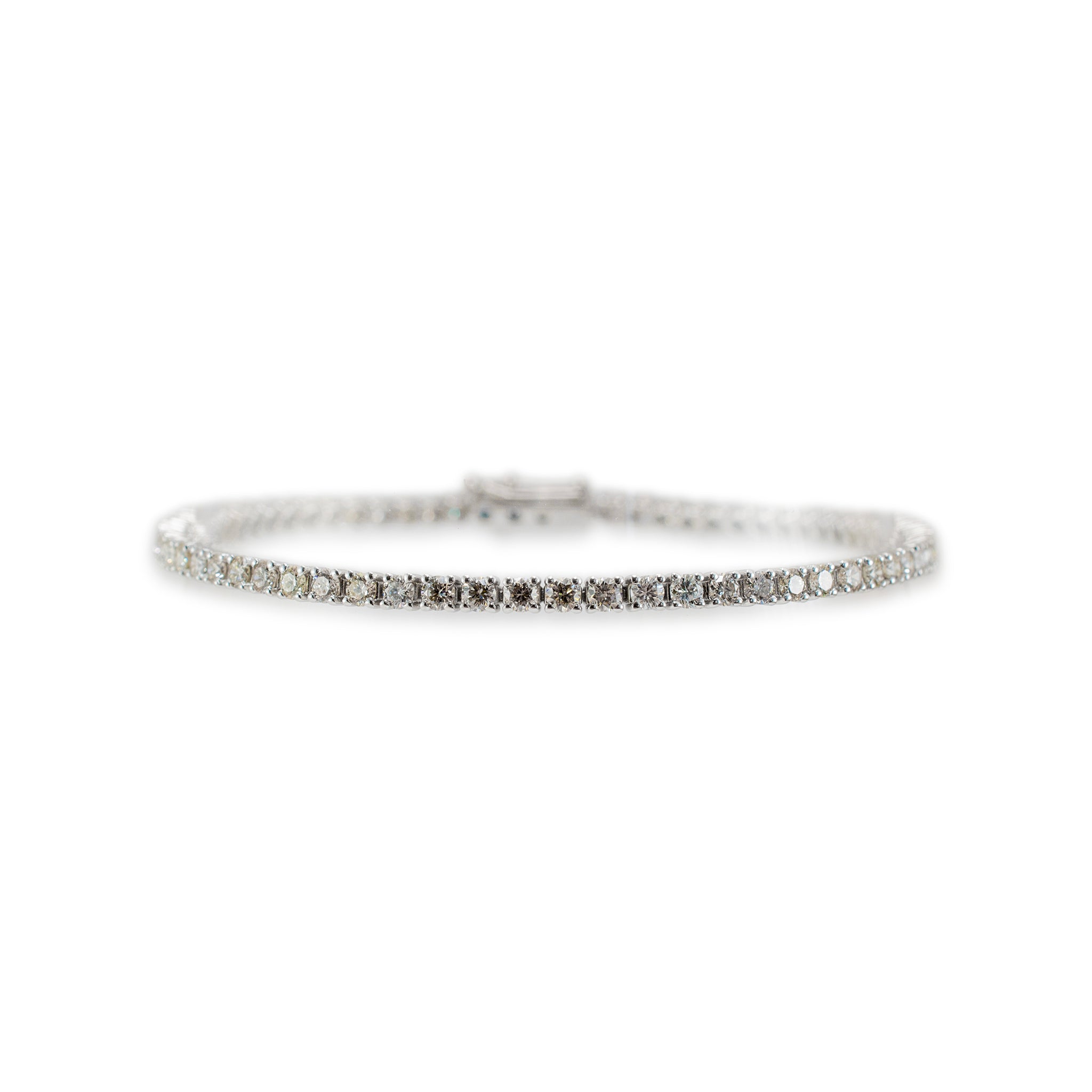 14K White Gold 4-Prong 3.28ct Diamond Tennis Bracelet