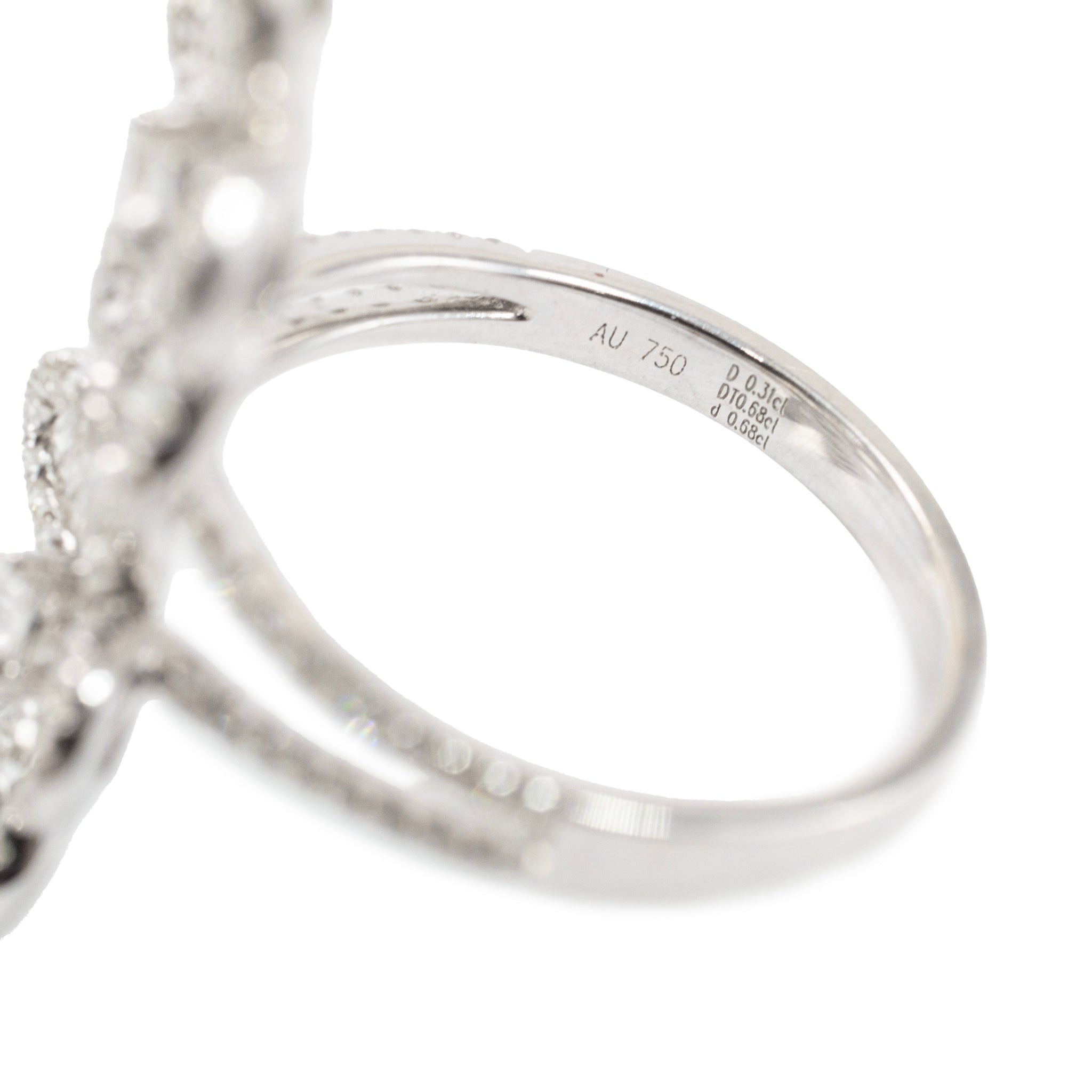 Ladies 18K White Gold 1.67ct Double Flower Baguettes Rounds Floral Cocktail Ring