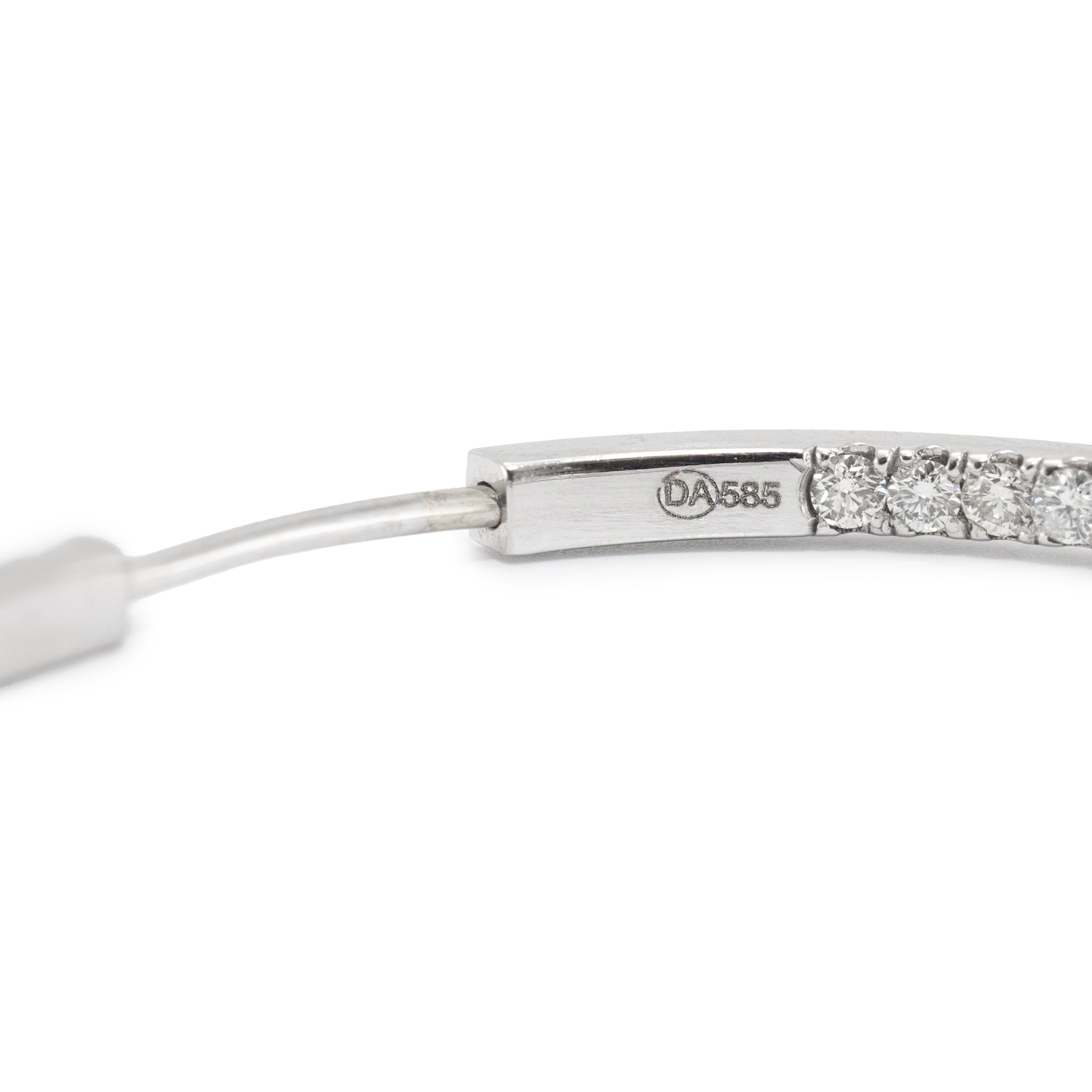 Ladies 14K White Gold Inside Out 3.56ct Pave Diamond Hoop Earrings