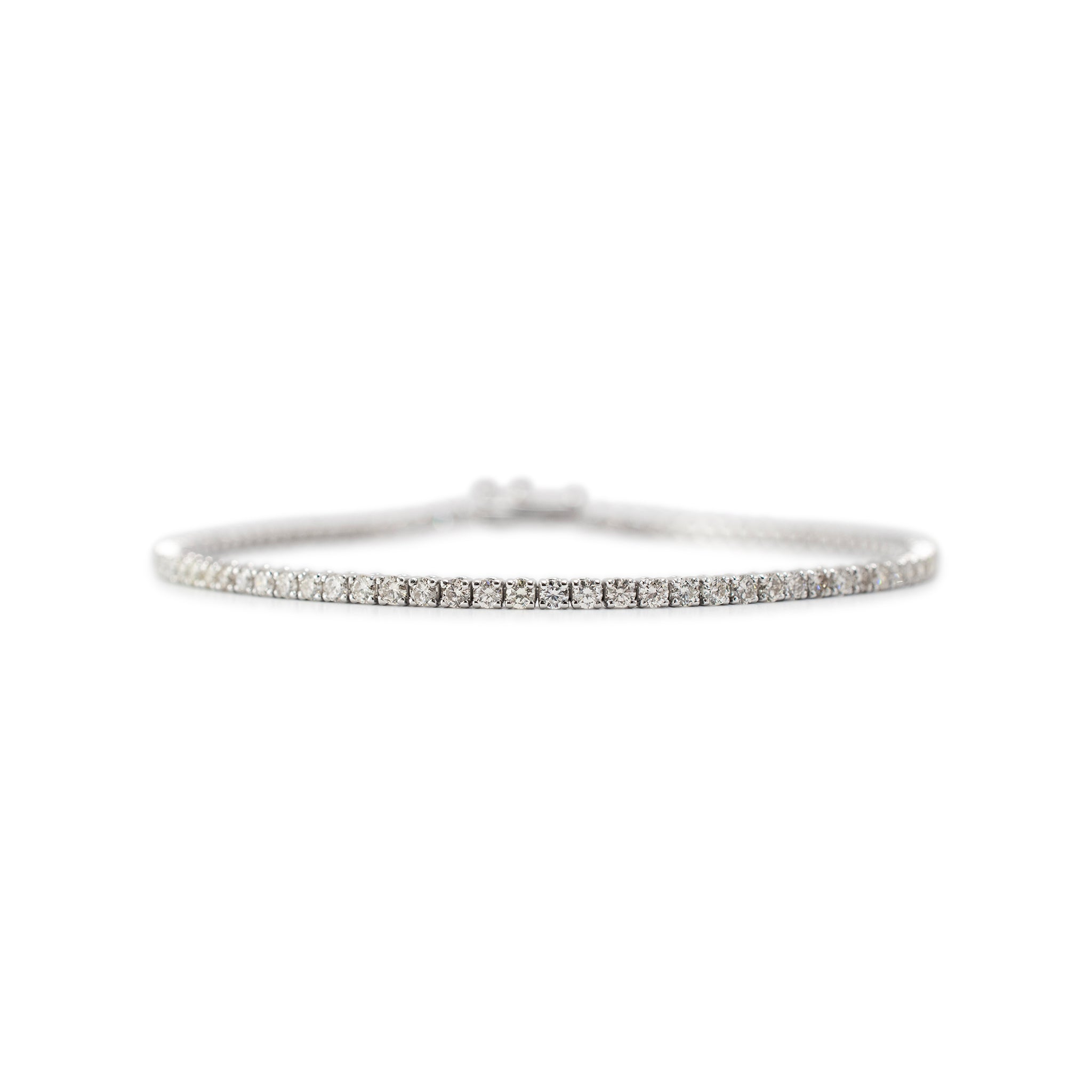 14K White Gold 4-Prong 2.51ct Diamond Tennis Bracelet