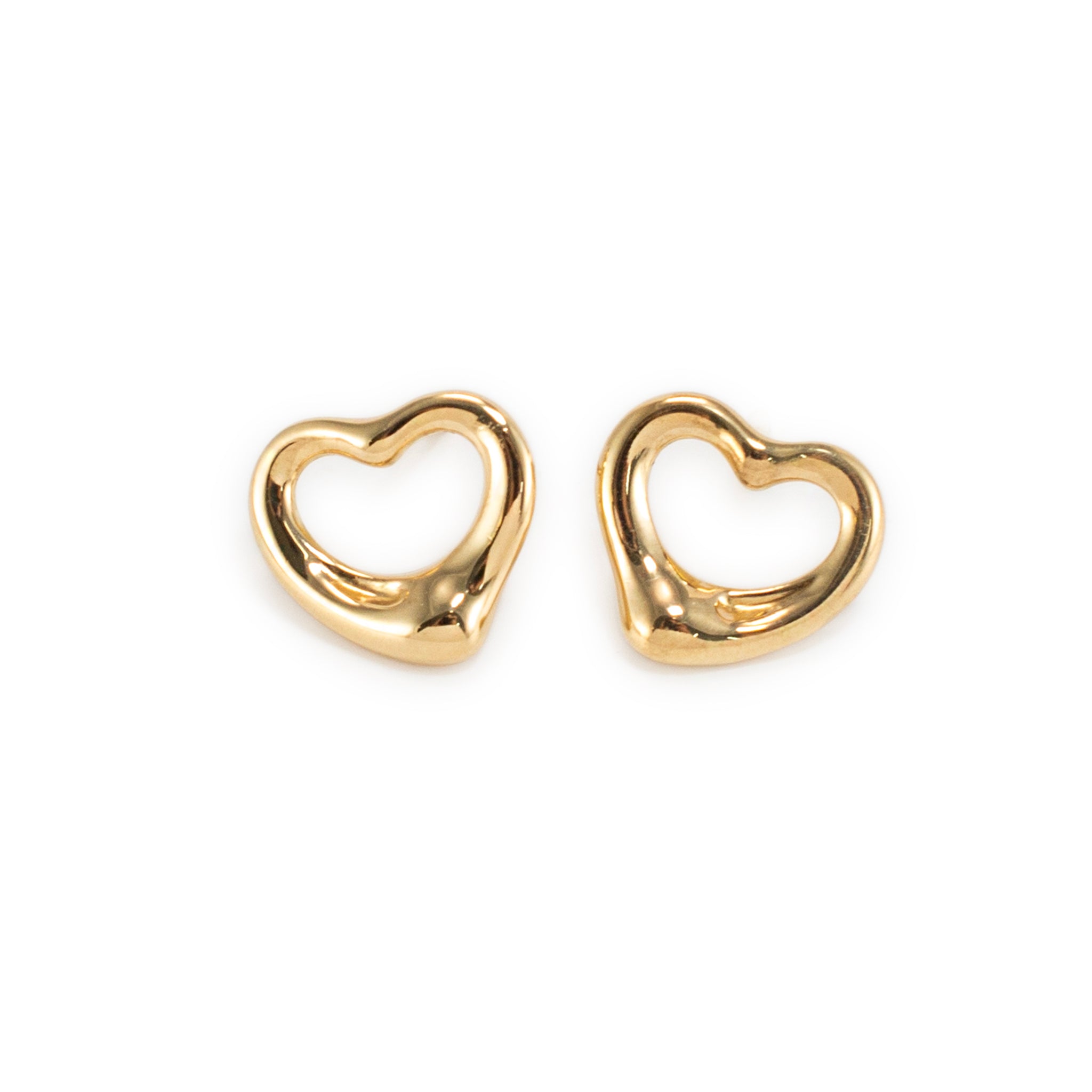 Tiffany & Co. Elsa Peretti Open Heart 11mm 18K Yellow Gold Stud Earrings