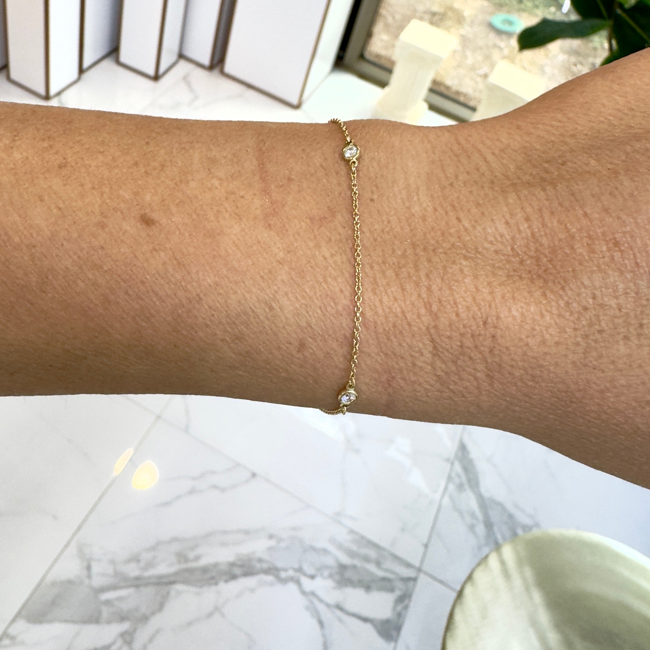 Tiffany & Co. Elsa Peretti 18K Yellow Gold 3 Diamonds by the Yard Bracelet
