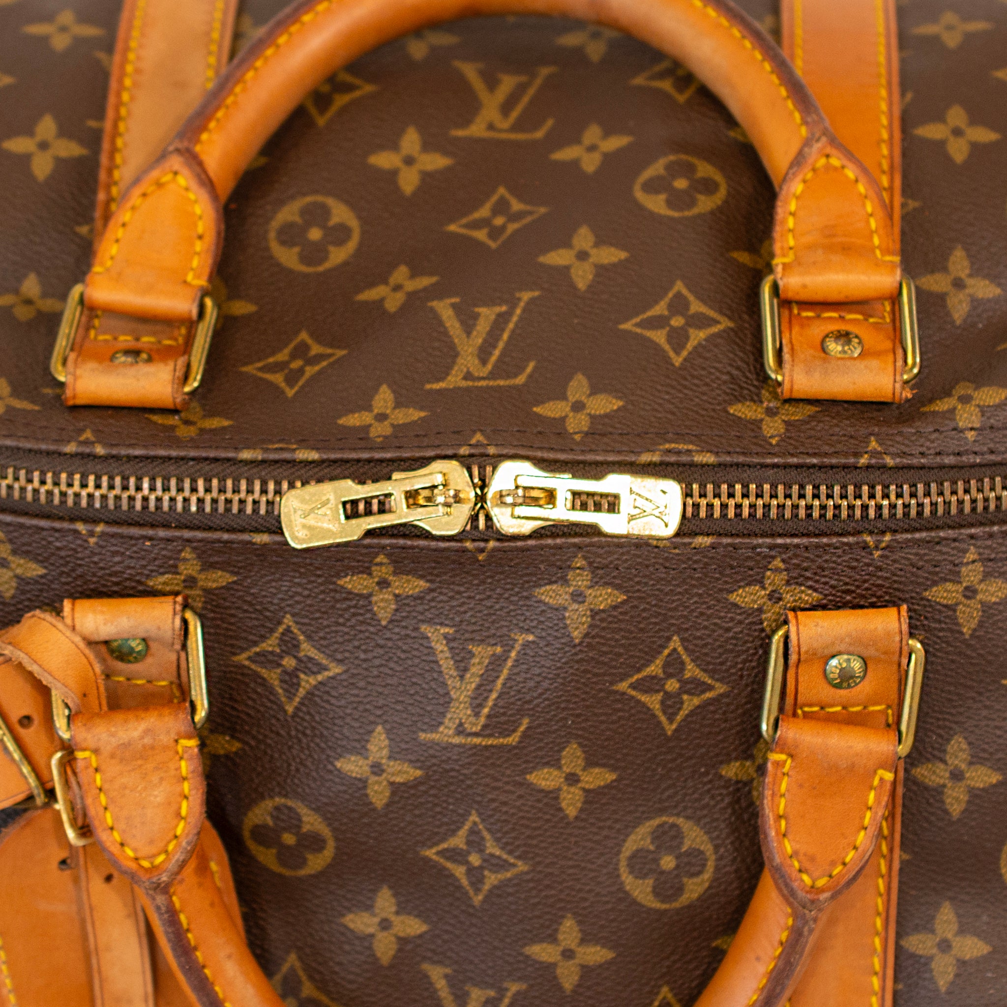 Vintage Louis Vuitton Keepall 55 Monogram Leather Top Handle Travel Bag