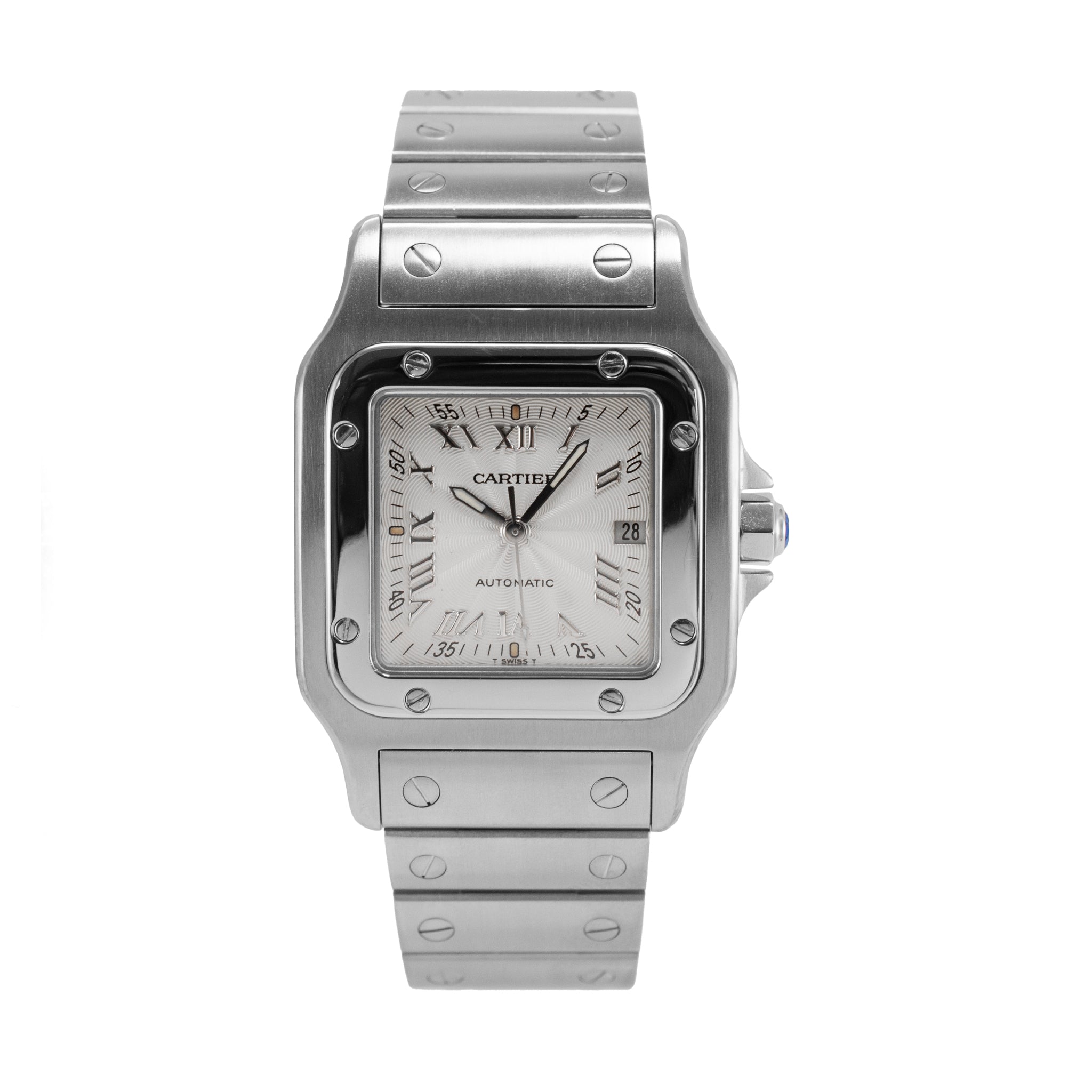 Cartier Santos Galbée 29MM 2319 Roman Guilloche Dial Steel Automatic Watch