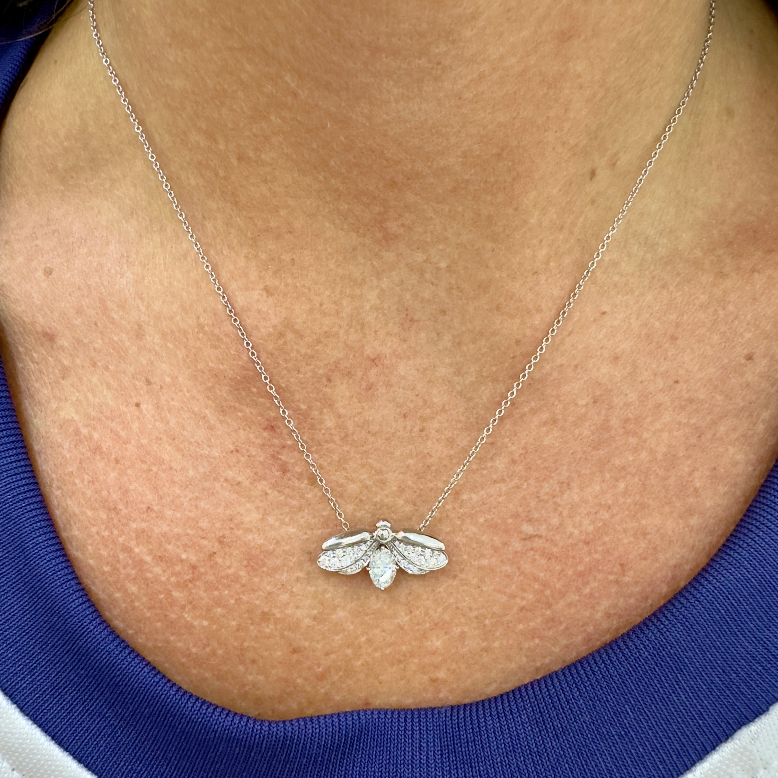 Tiffany & Co. Paper Flowers Collection Platinum Diamond Firefly Pendant Necklace
