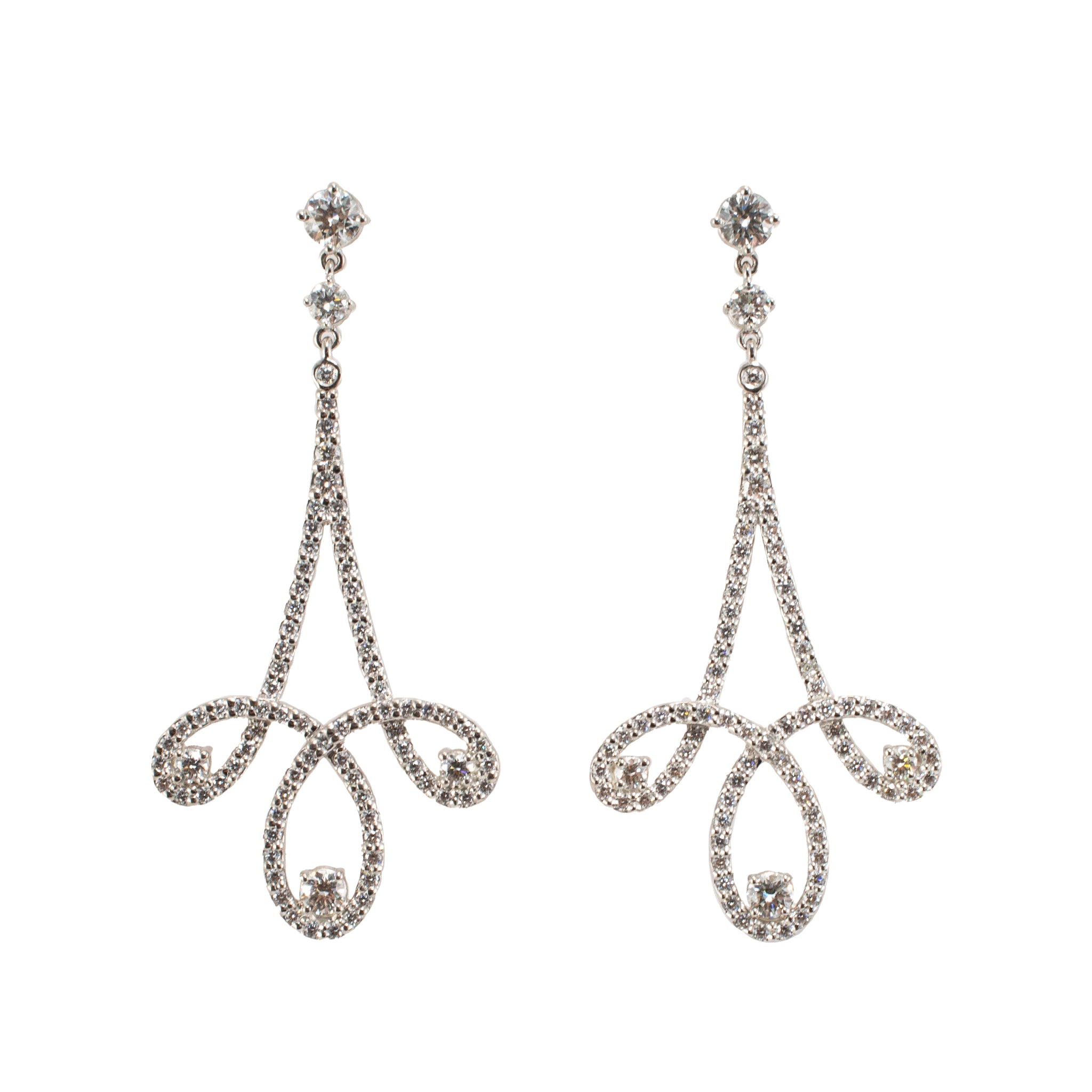 Tiffany & Co. Enchant Scroll 950 Platinum Diamond Chandelier Dangle Earrings