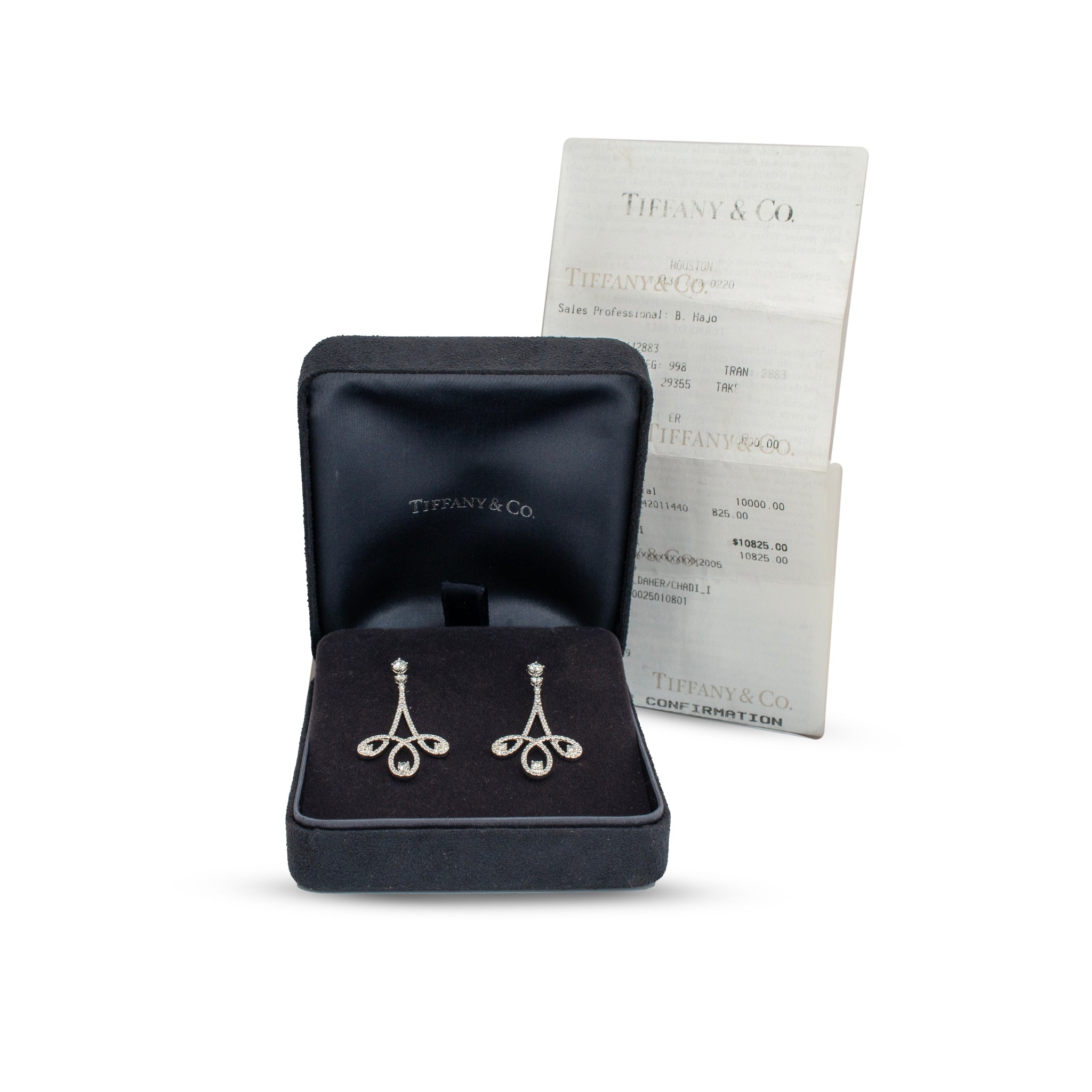 Tiffany & Co. Enchant Scroll 950 Platinum Diamond Chandelier Dangle Earrings