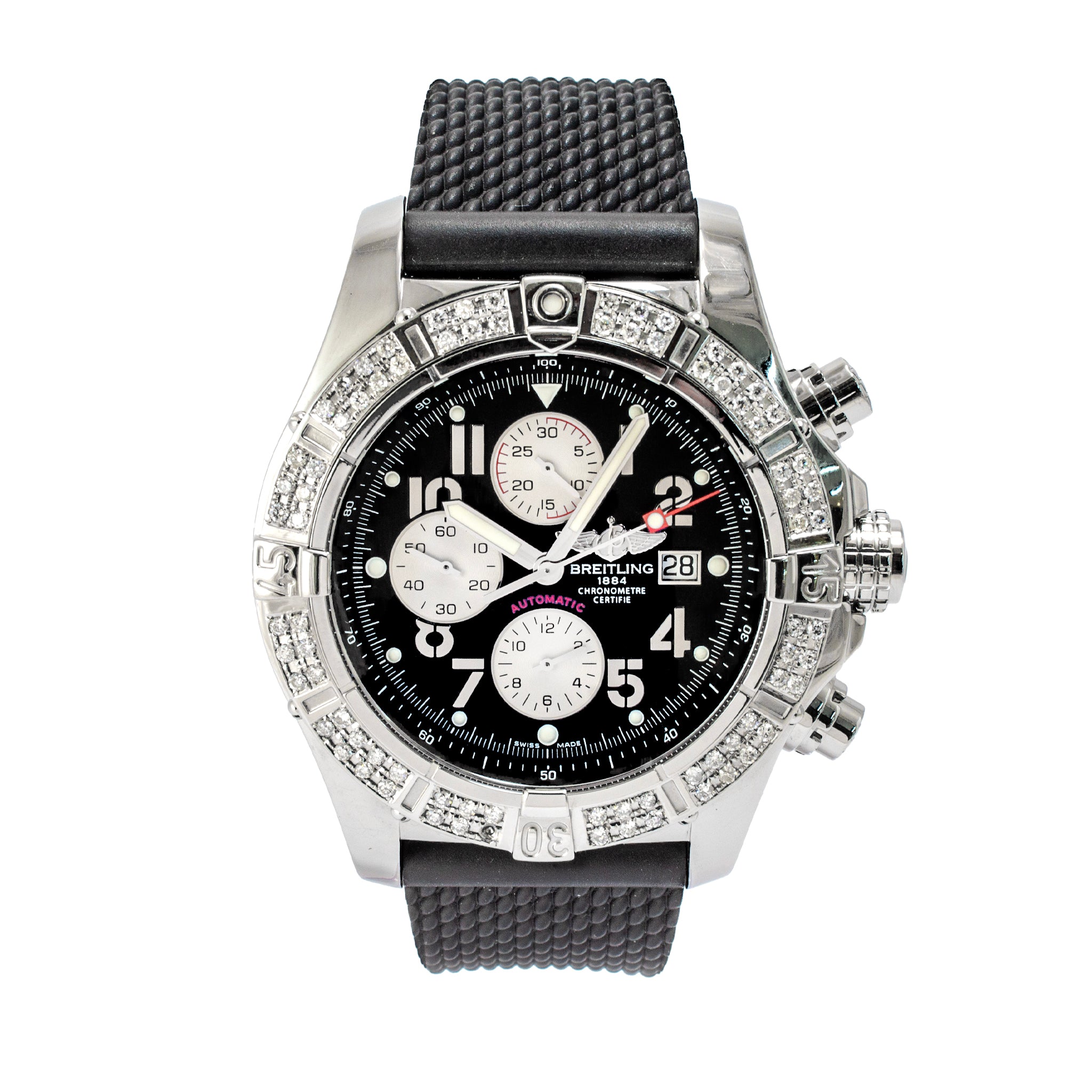 Breitling Super Avenger 48MM A1337011 Diamond Bezel Stainless Steel Chrono Watch
