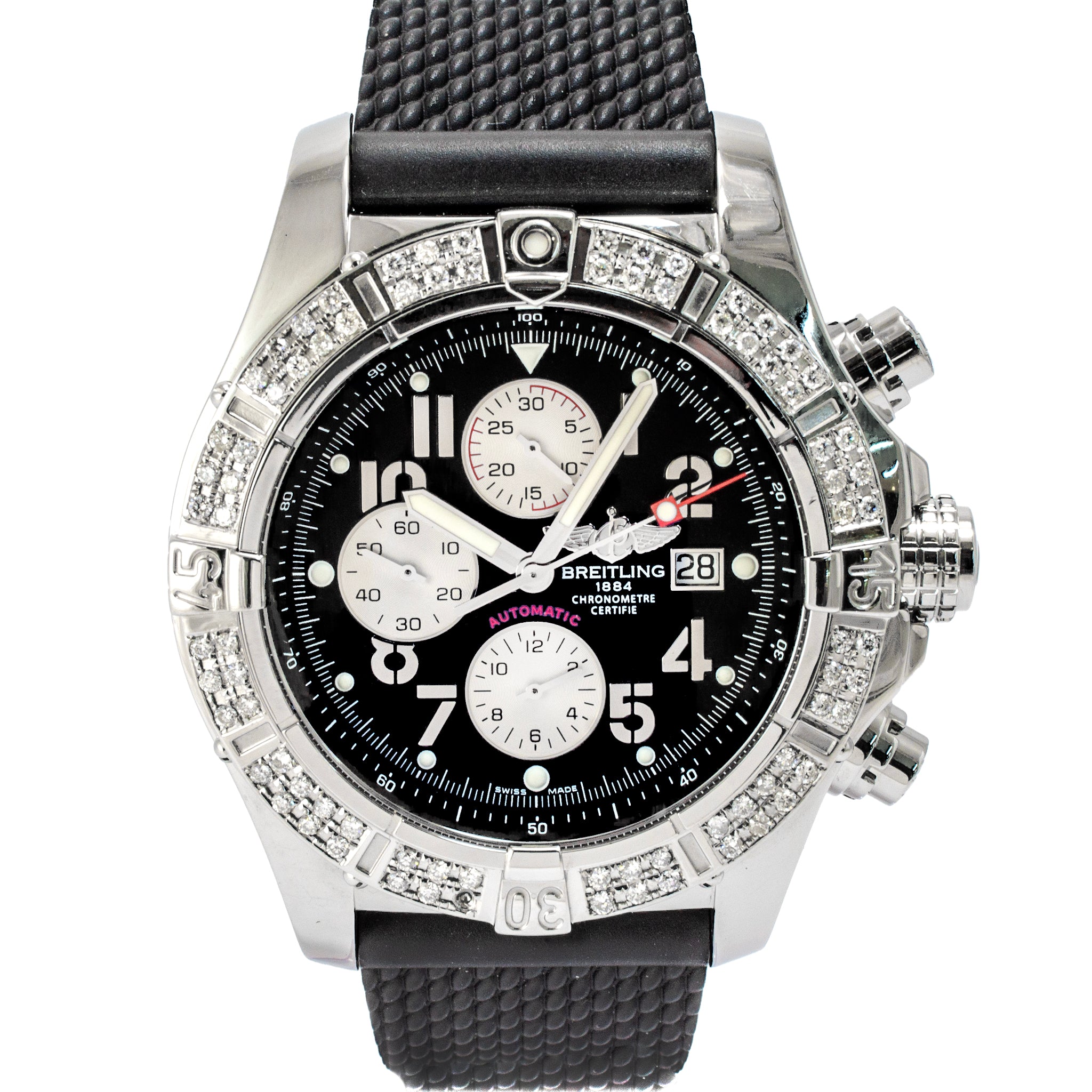 Breitling Super Avenger 48MM A1337011 Diamond Bezel Stainless Steel Chrono Watch