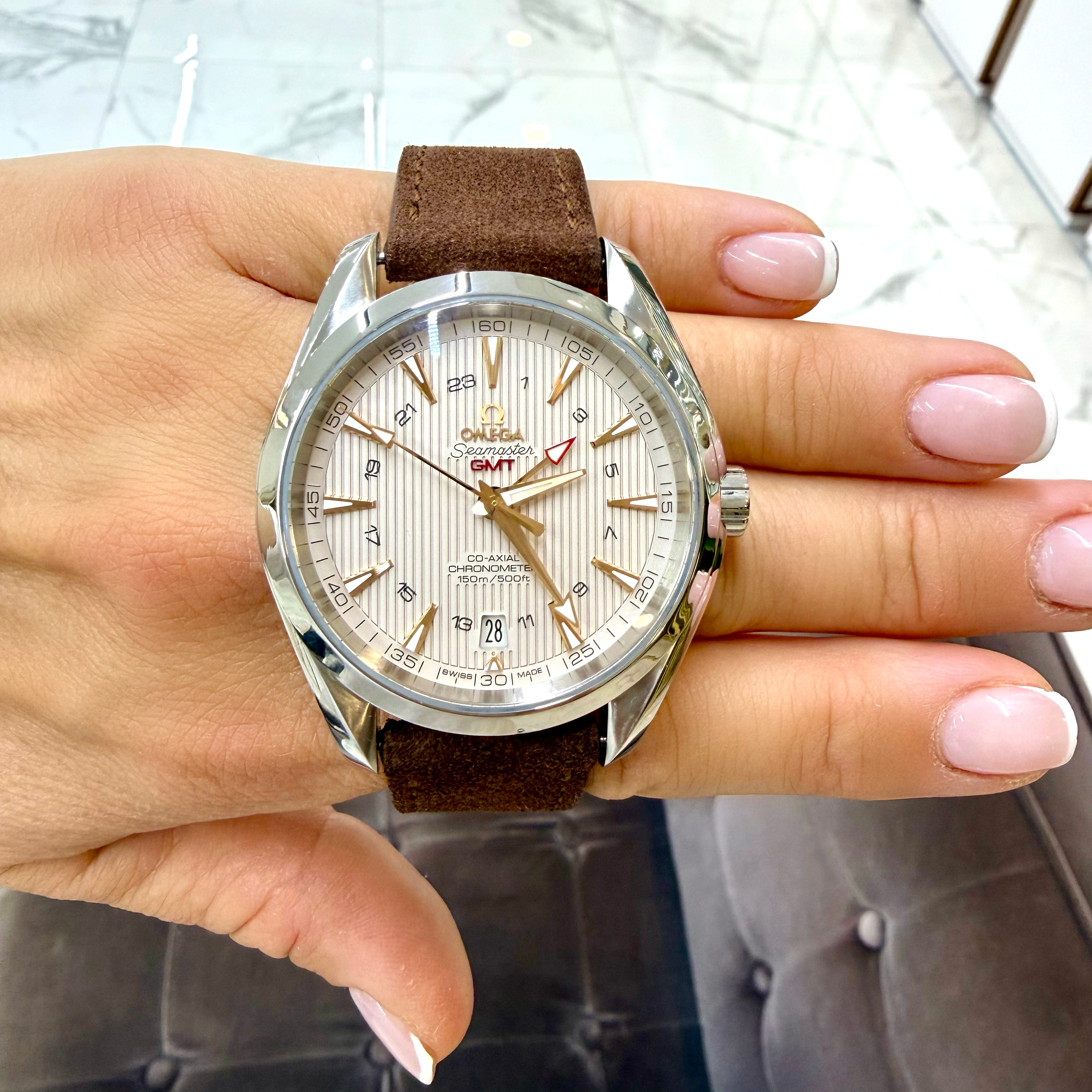 Omega Seamaster Aqua Terra Gmt 43MM 231.13.43.22.02.004 Silver Dial Steel Watch