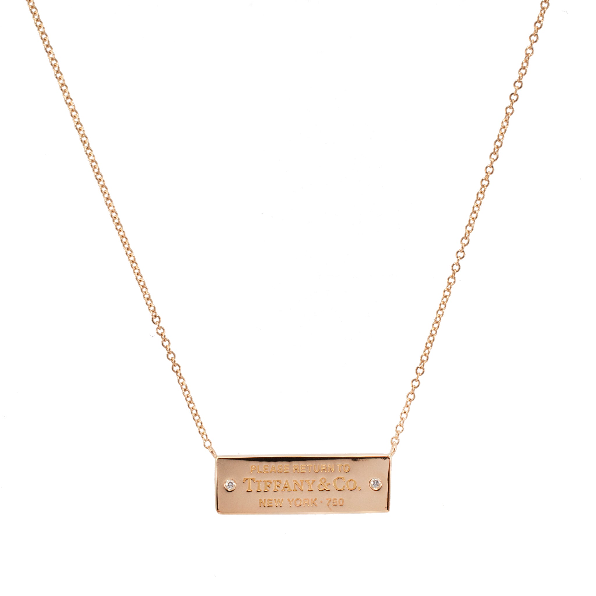 Tiffany & Co. Return to Tiffany 18K Yellow Gold Diamond Bar Pendant Necklace