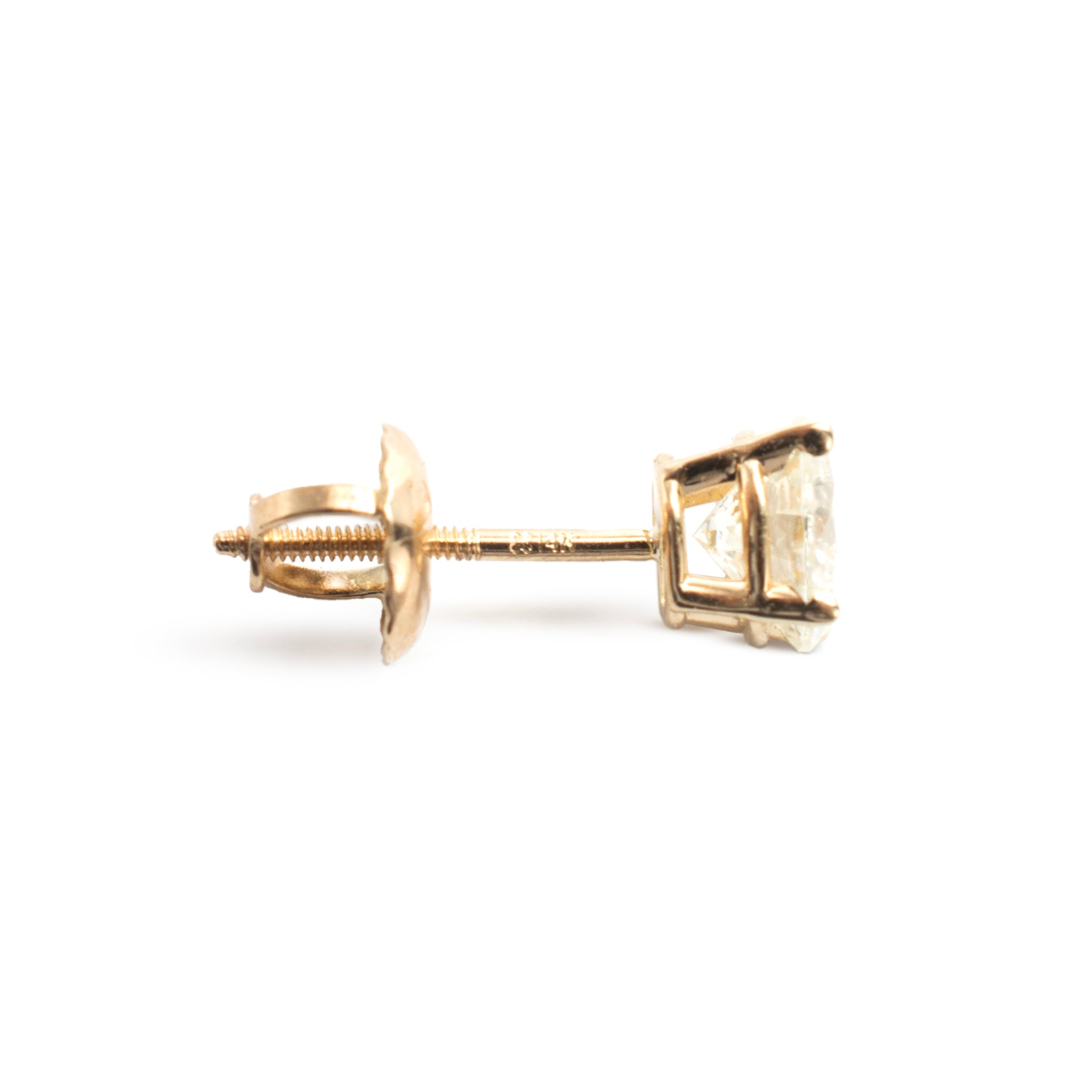 14K Yellow Gold 4-Prong Screw Back 1.03ct Diamond Stud Earrings