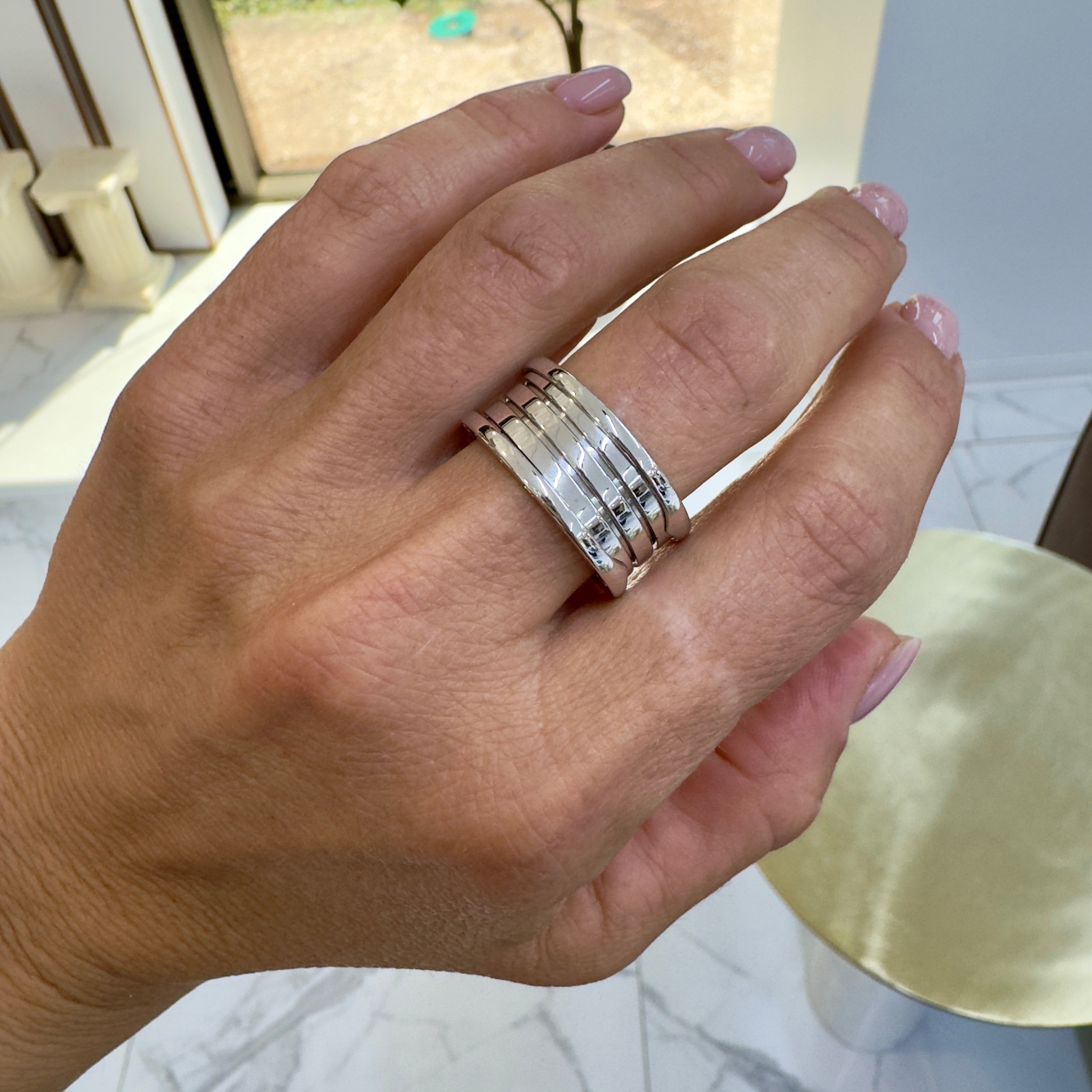 Men’s Bvlgari B.zero1 18K White Gold Four Band Ring