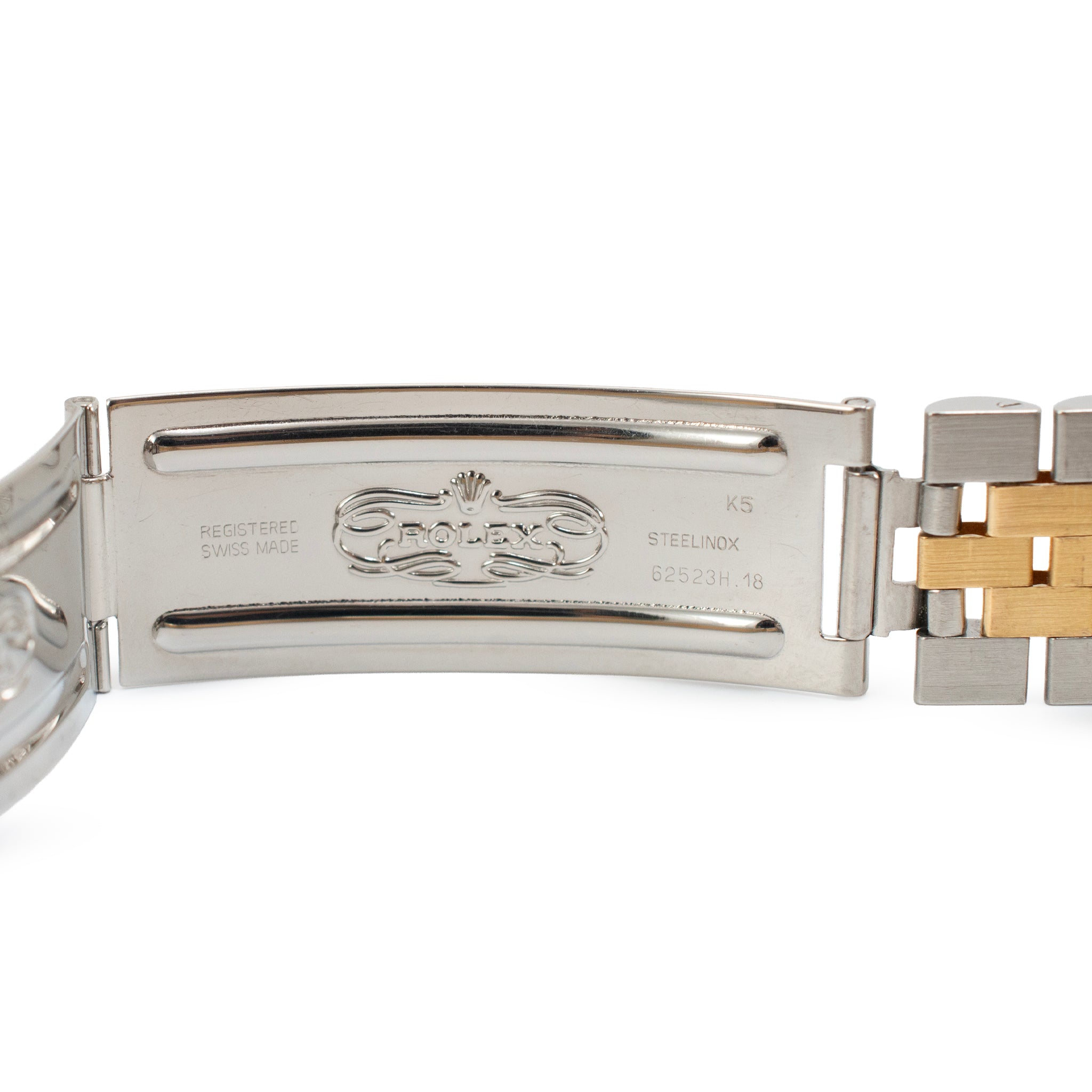 Rolex Datejust 36MM 16013 Champagne Tapestry Jubilee Fluted 18K Gold Steel Watch