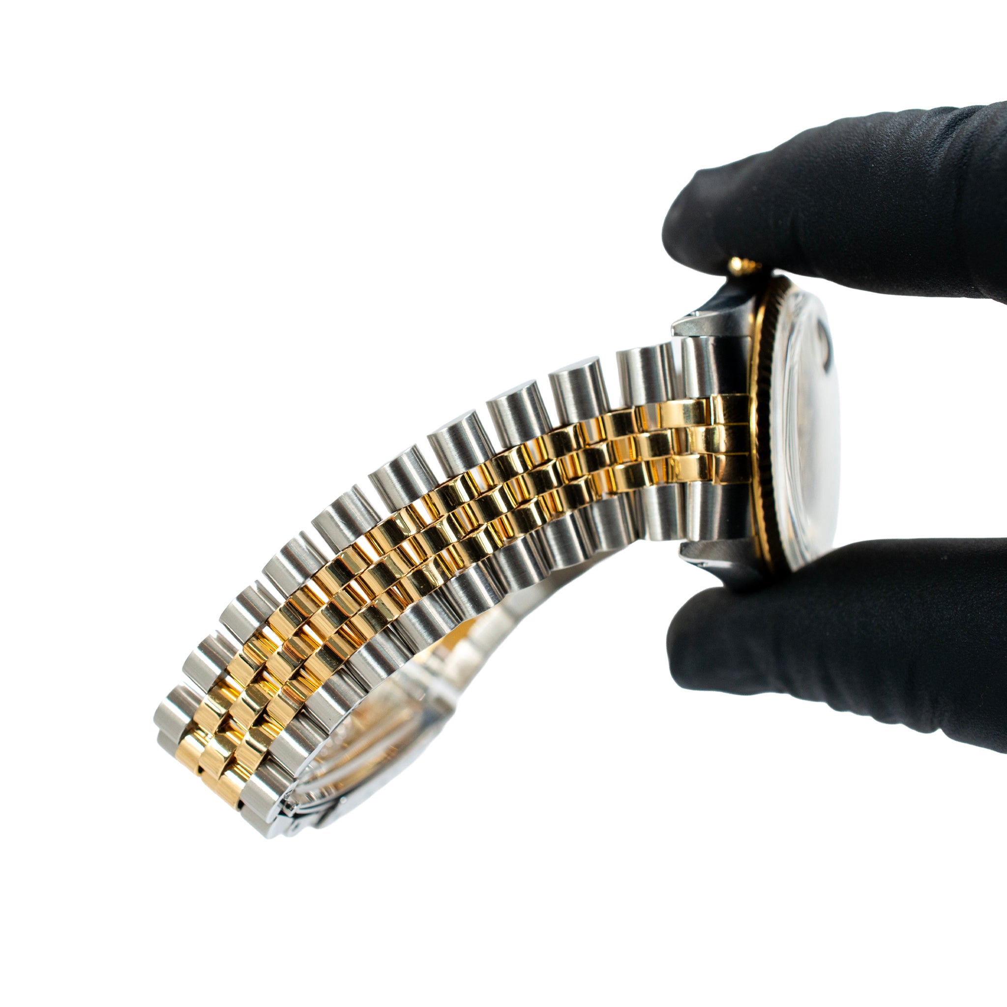 Rolex Datejust 36MM 16013 Champagne Tapestry Jubilee Fluted 18K Gold Steel Watch