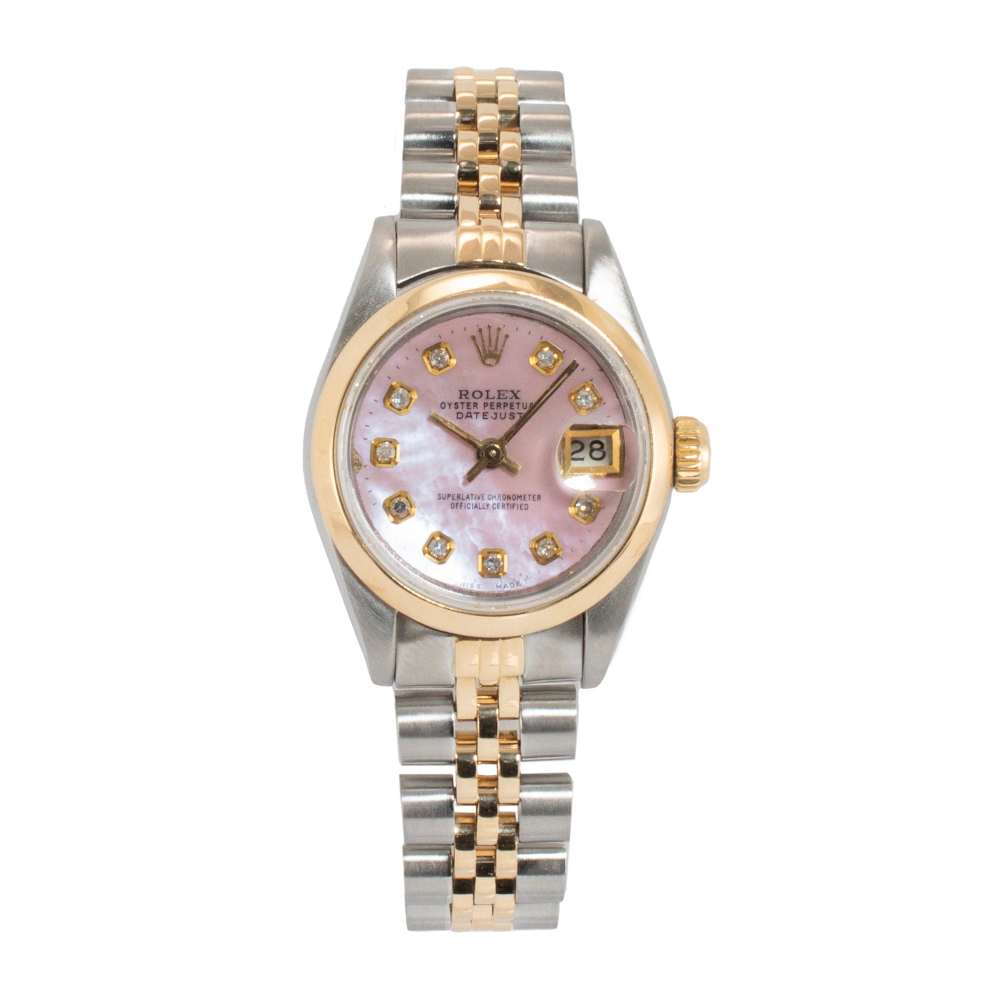 Rolex Lady Datejust 26MM 69163 Diamond Mop Dial Jubilee Yellow Gold Steel Watch