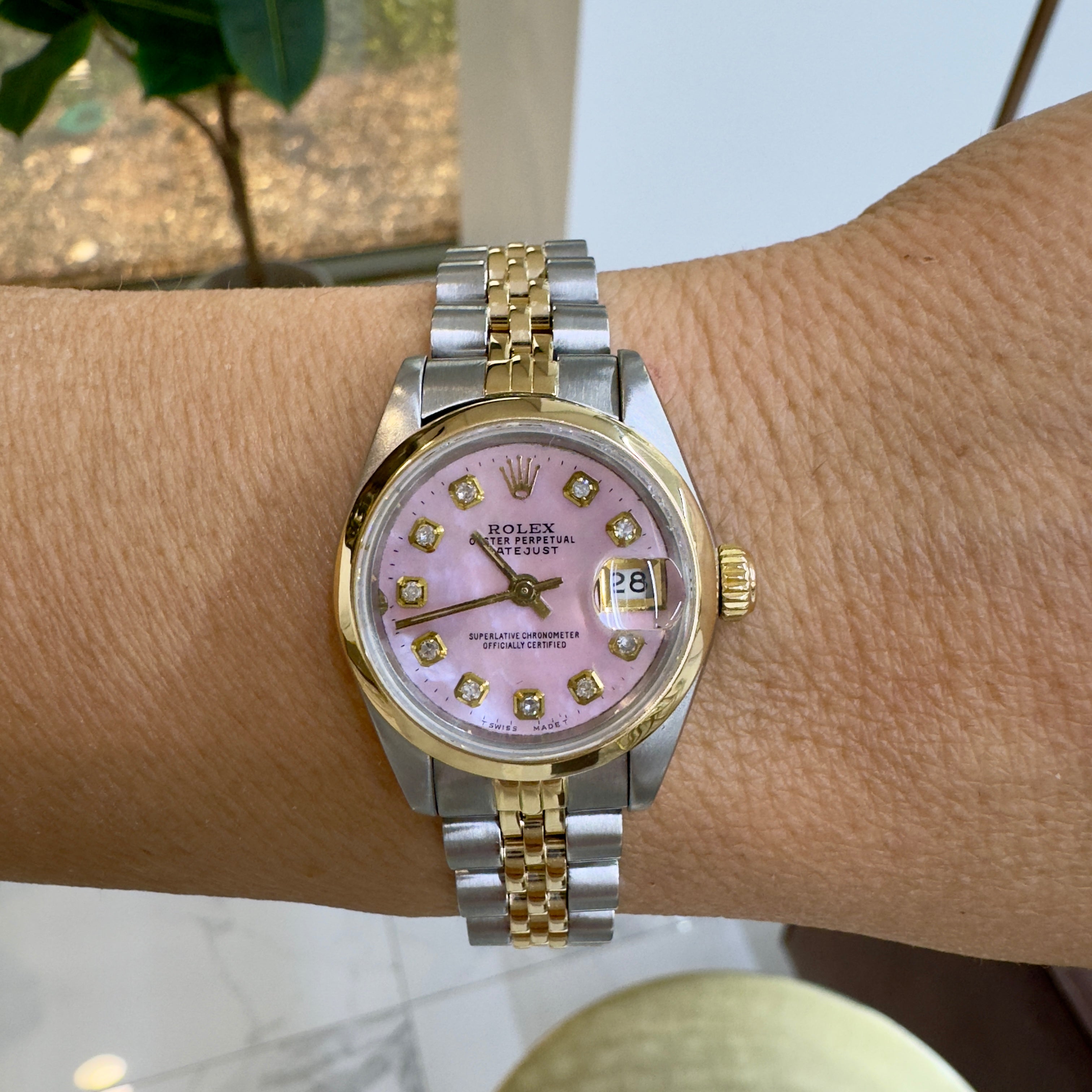 Rolex Lady Datejust 26MM 69163 Diamond Mop Dial Jubilee Yellow Gold Steel Watch