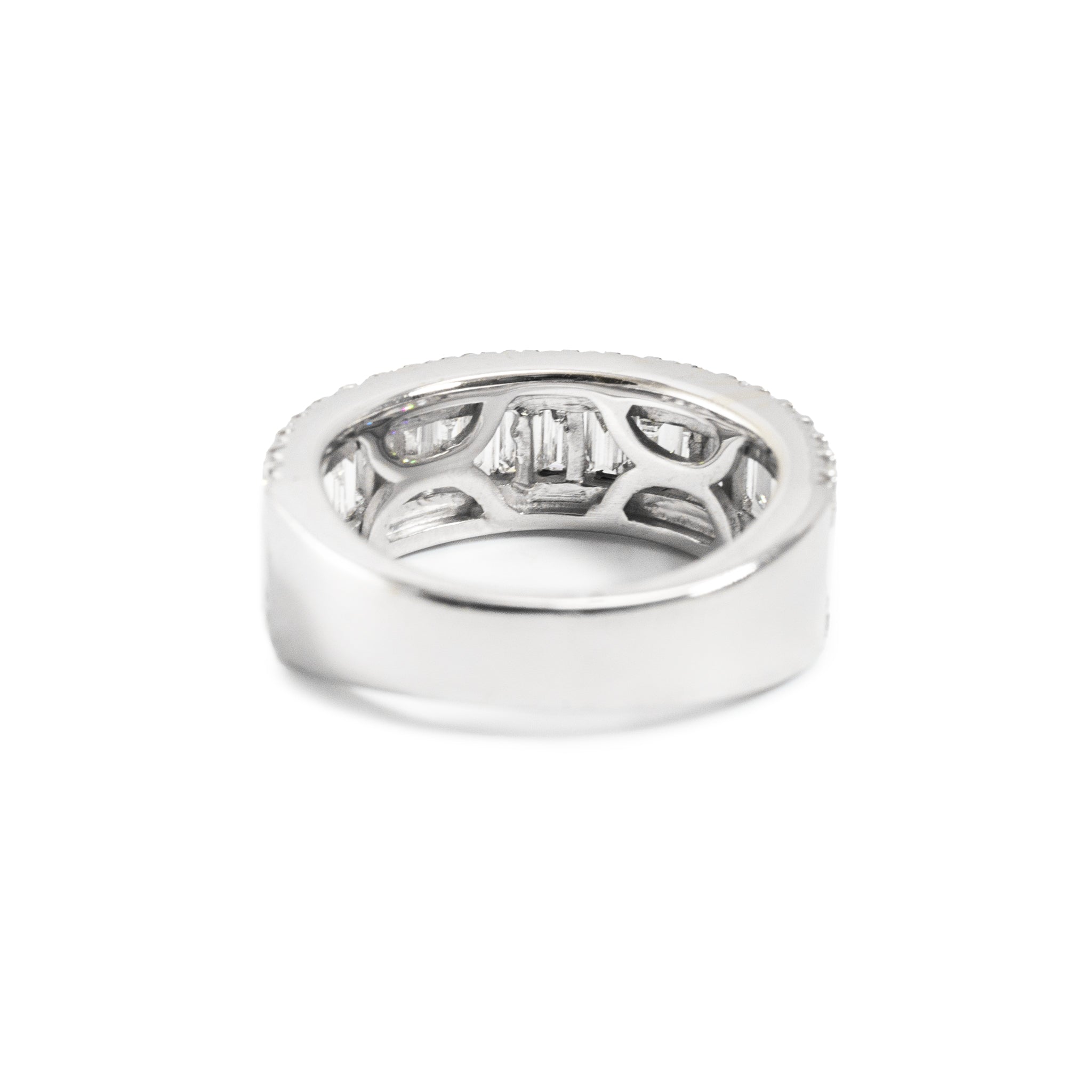 Ladies 14K White Gold 2.57ct Baguette and Rounds Lab Grown Diamond Band Ring