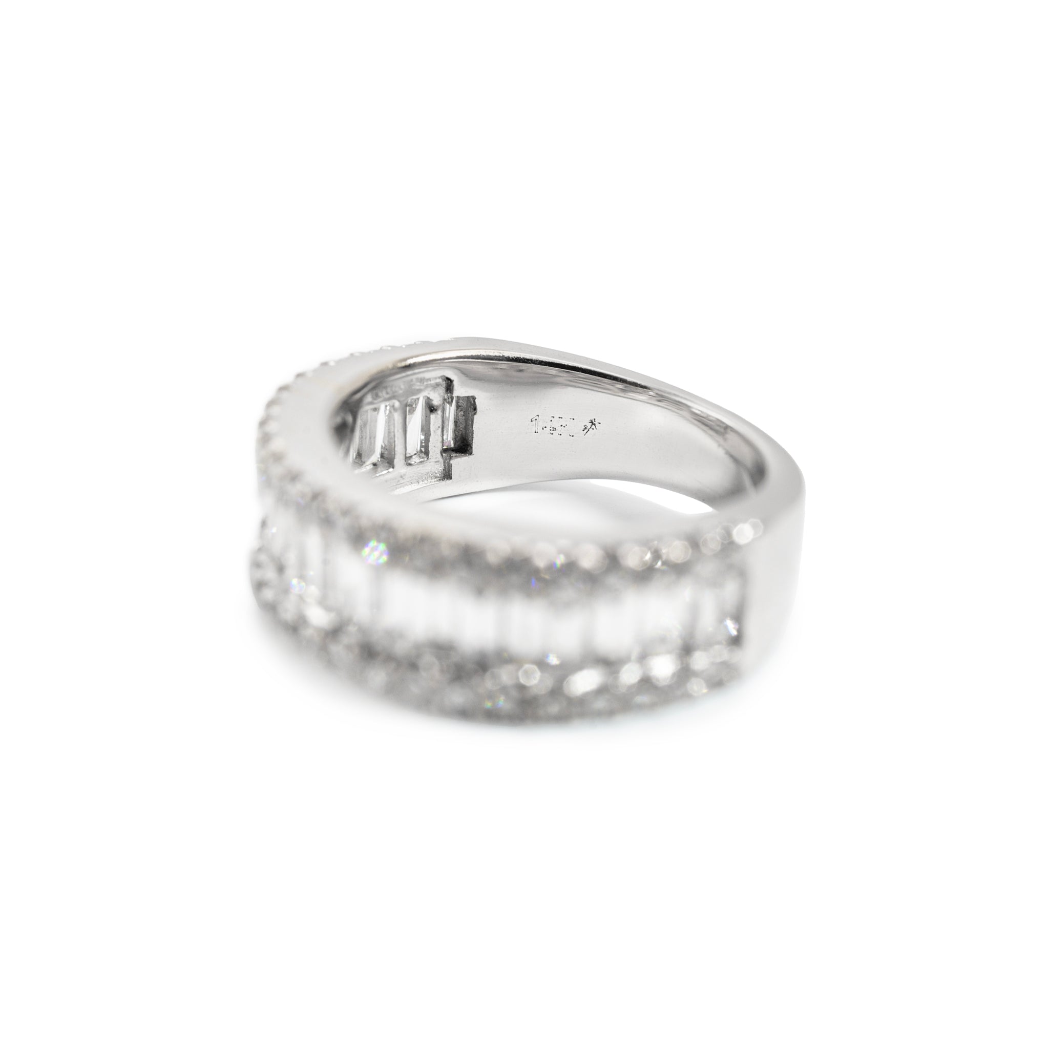 Ladies 14K White Gold 2.57ct Baguette and Rounds Lab Grown Diamond Band Ring