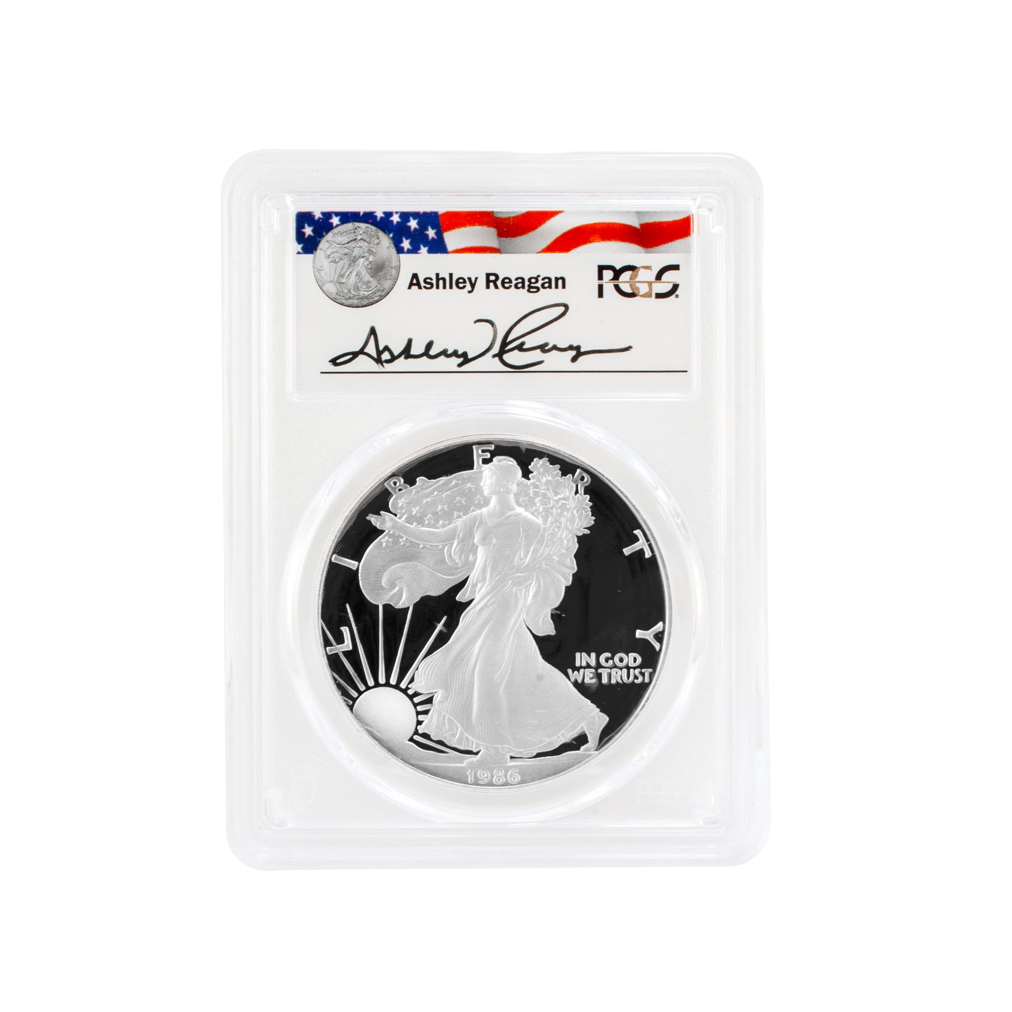 1986-S PCGS PR69CAM 1OZ Ashley Reagan Legacy Series $1 Silver Eagle Coin
