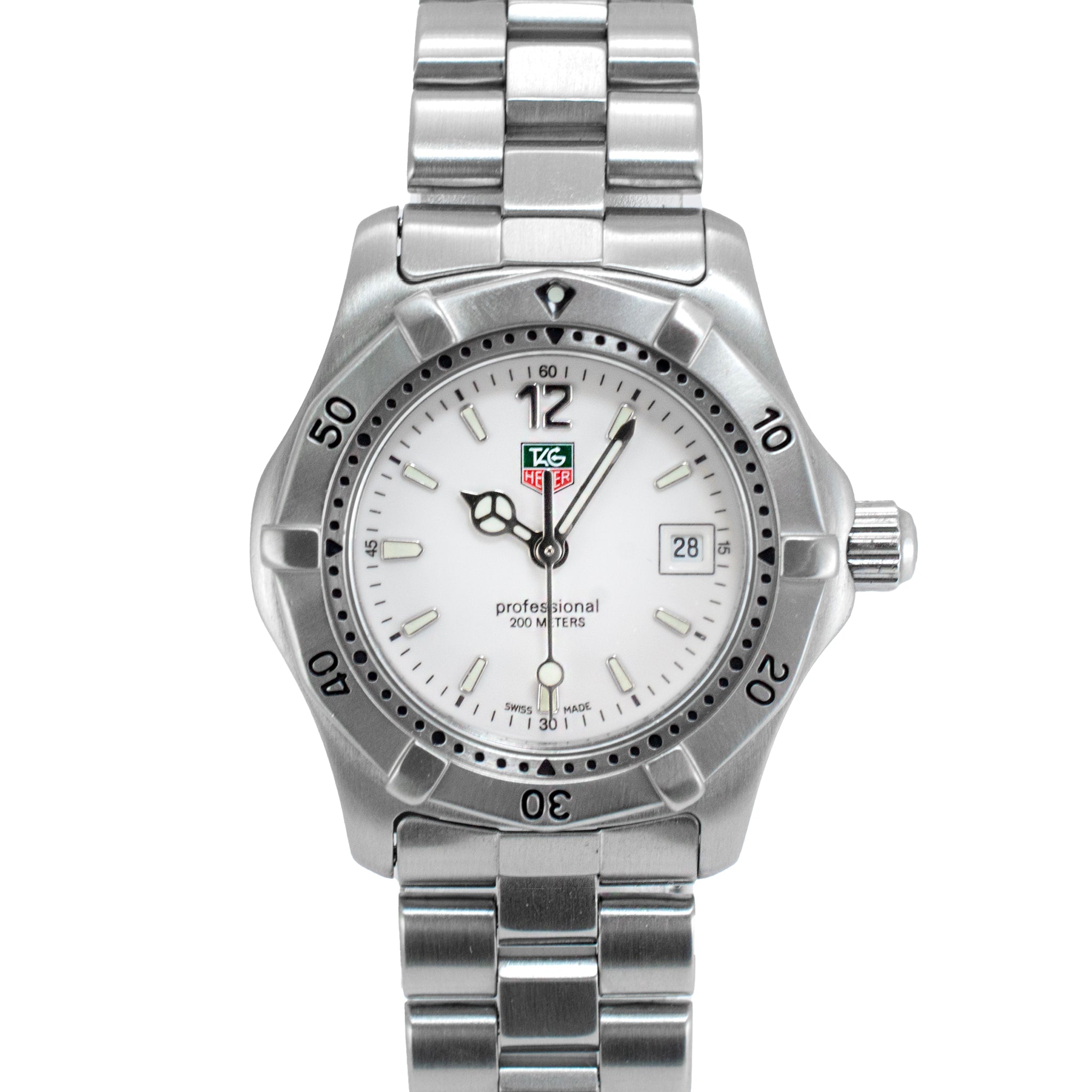 TAG Heuer Professional 2000 28MM WK1311 White Dial Stainless Steel Quartz Watch