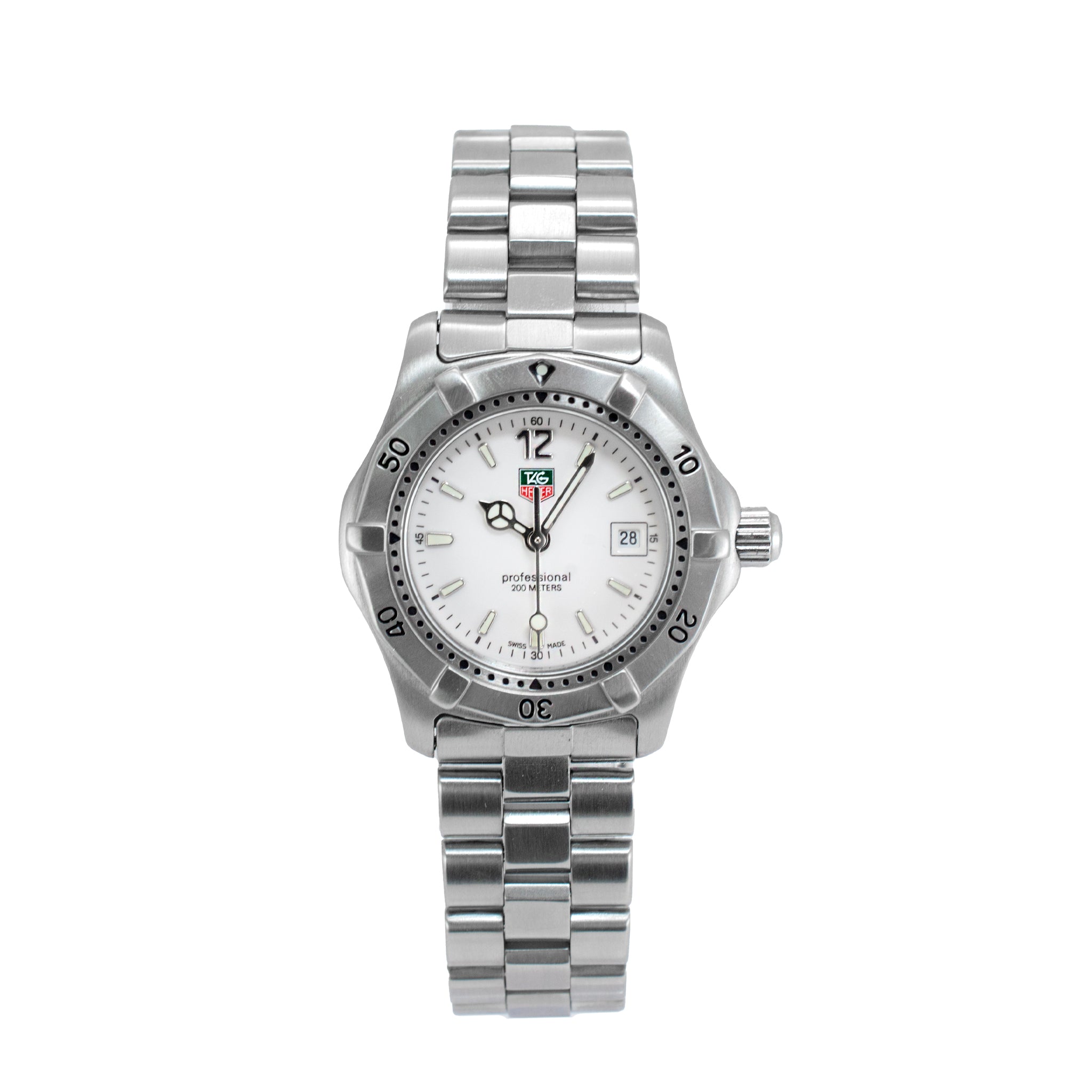 TAG Heuer Professional 2000 28MM WK1311 White Dial Stainless Steel Quartz Watch