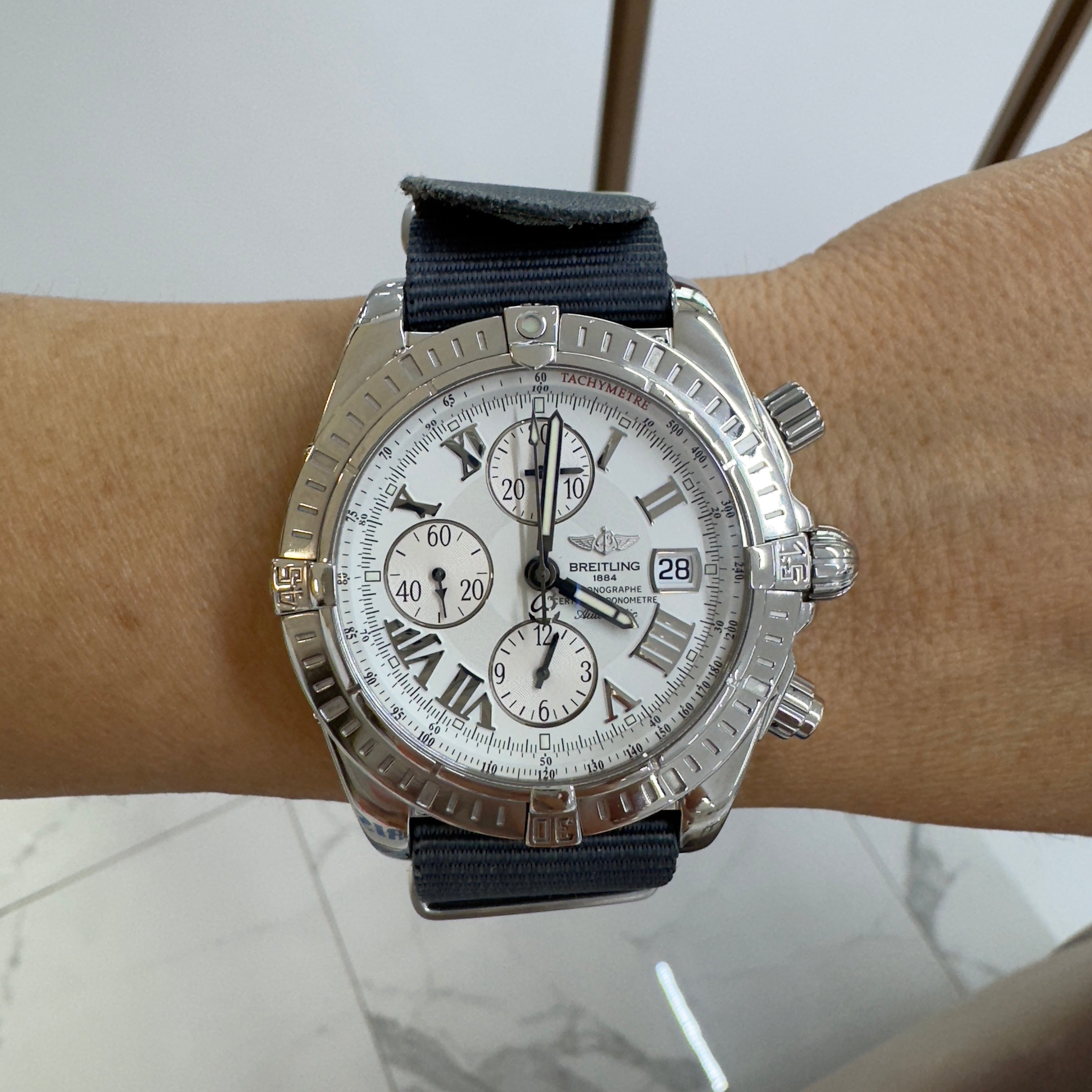Breitling Chronomat Evolution 43.5mm A13356 NATO Strap Steel Automatic Watch