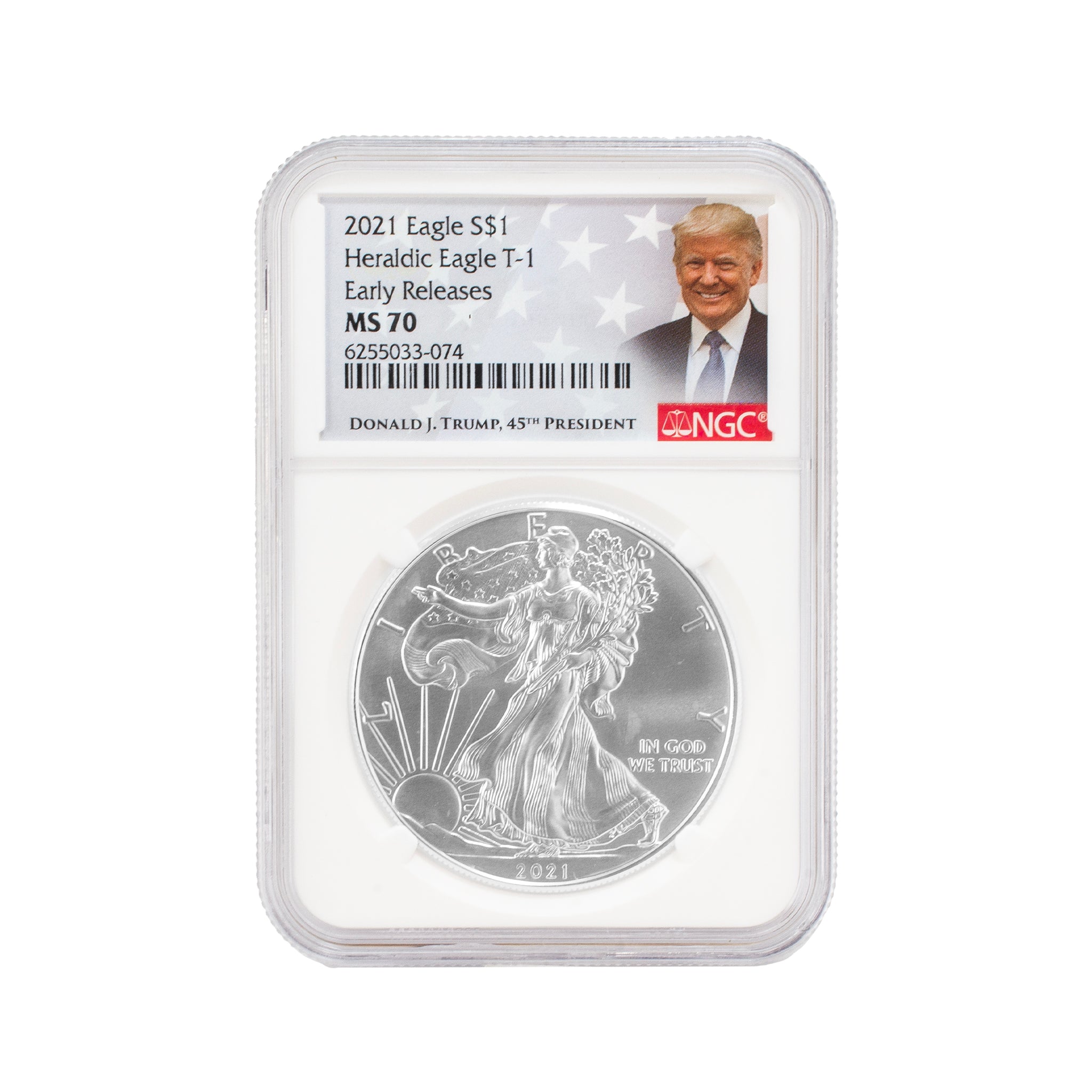 2021 NGC MS70 Early Releases 1OZ Fine Silver Trump Heraldic Eagle T-1 Coin