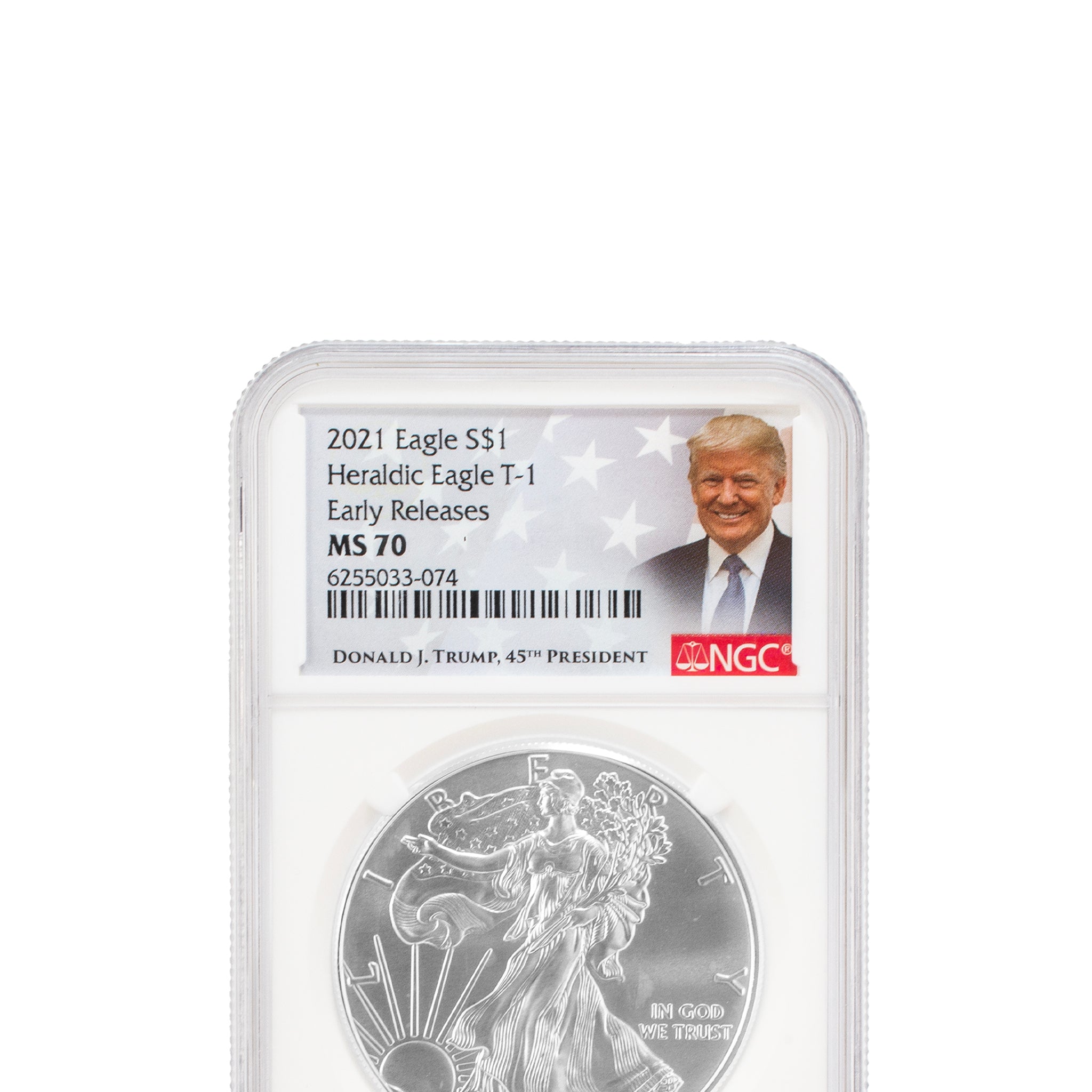 2021 NGC MS70 Early Releases 1OZ Fine Silver Trump Heraldic Eagle T-1 Coin