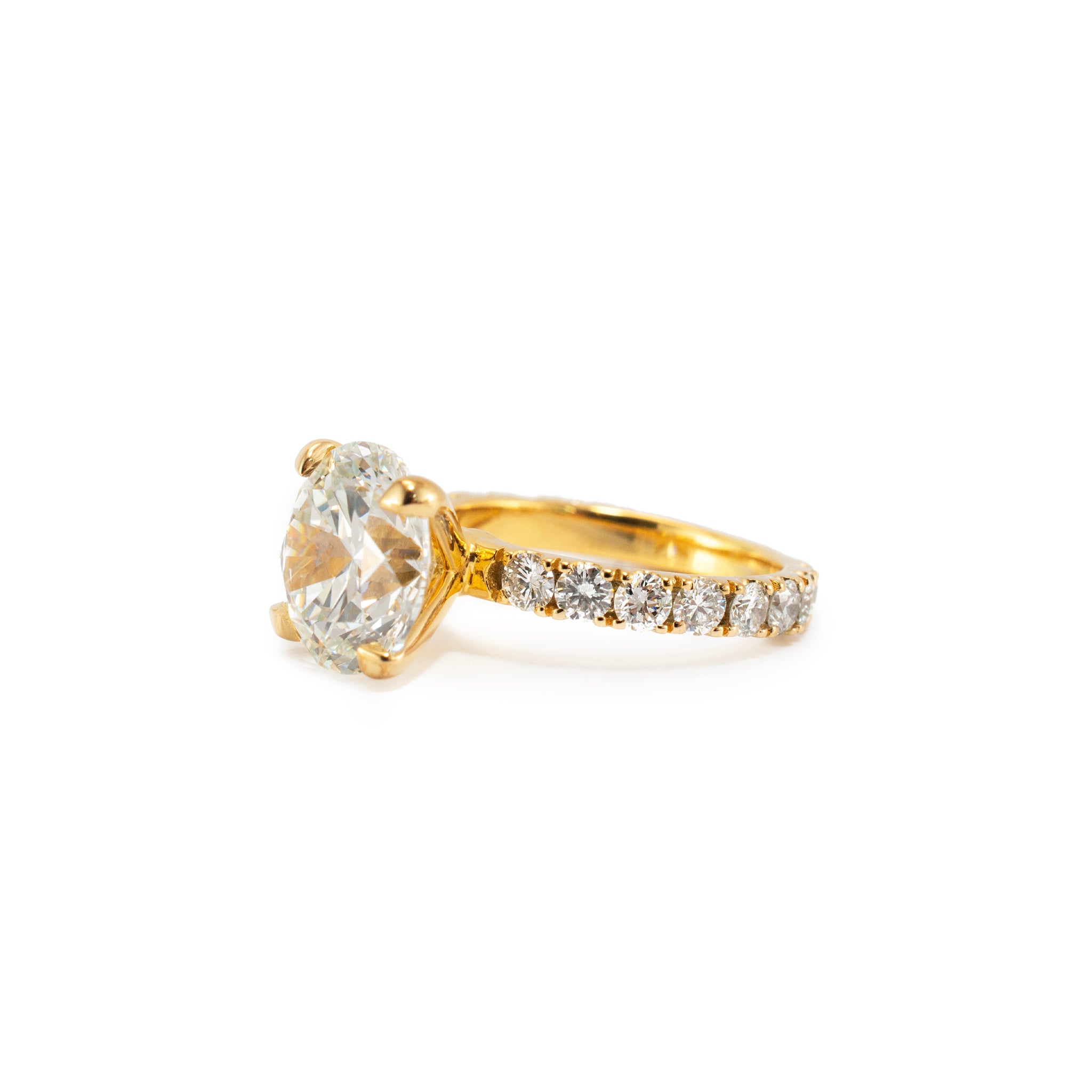 10K Yellow Gold Lab Grown IGI 4.04CT Round G VS1 Diamond Engagement Ring
