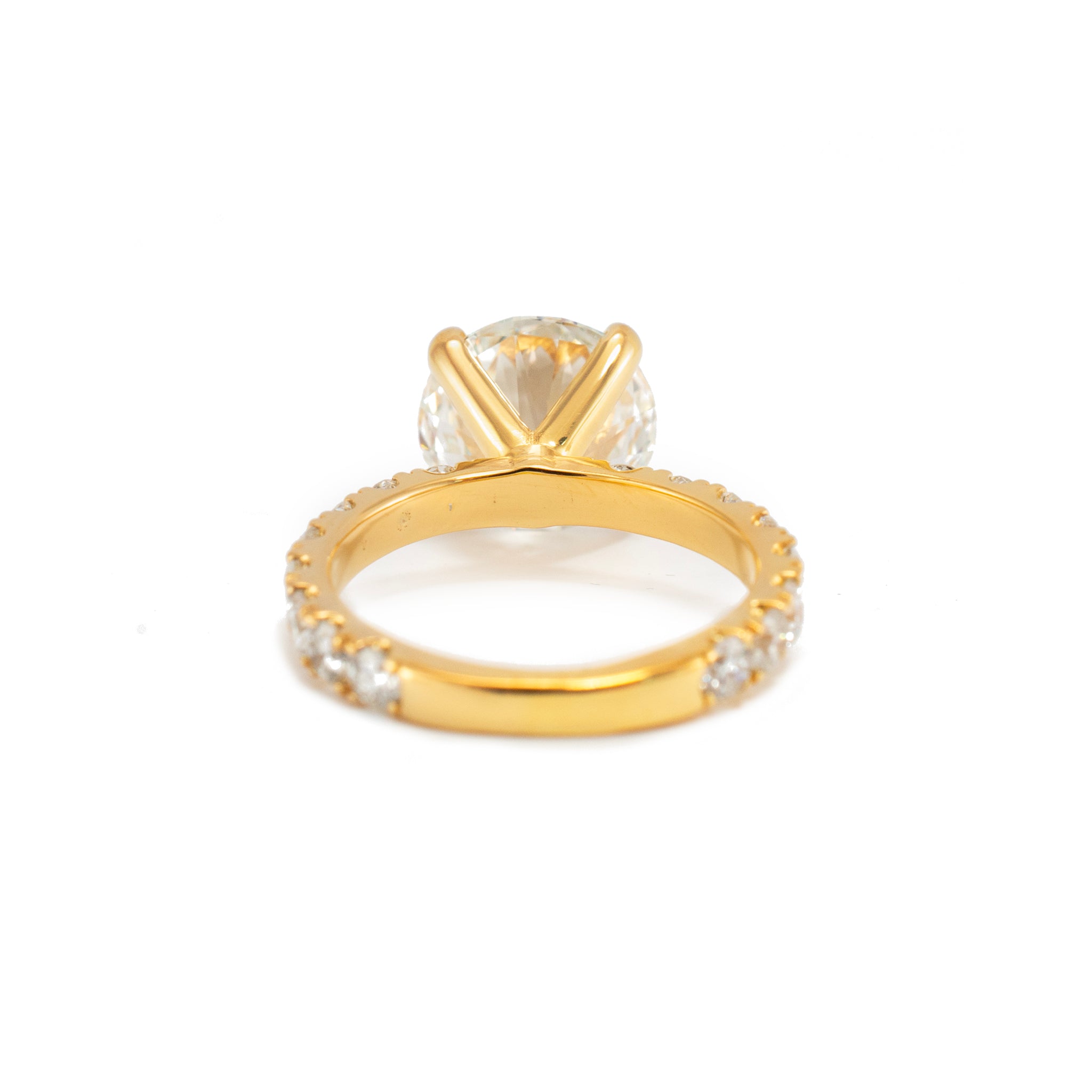 10K Yellow Gold Lab Grown IGI 4.04CT Round G VS1 Diamond Engagement Ring