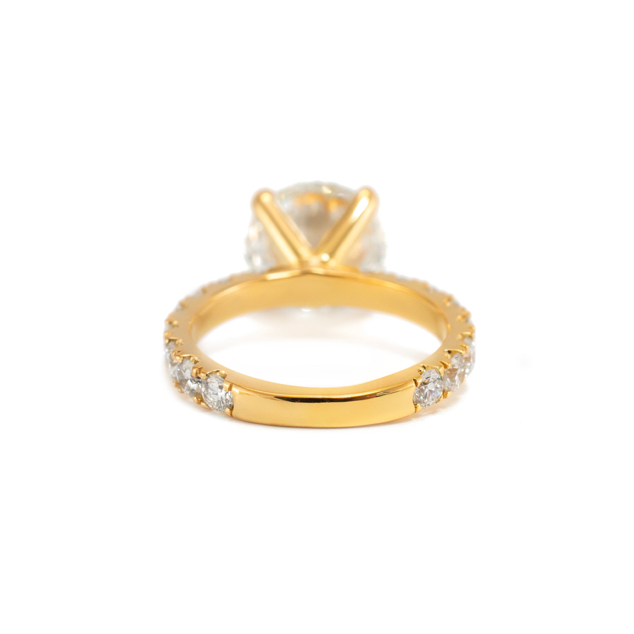 10K Yellow Gold Lab Grown IGI 4.04CT Round G VS1 Diamond Engagement Ring