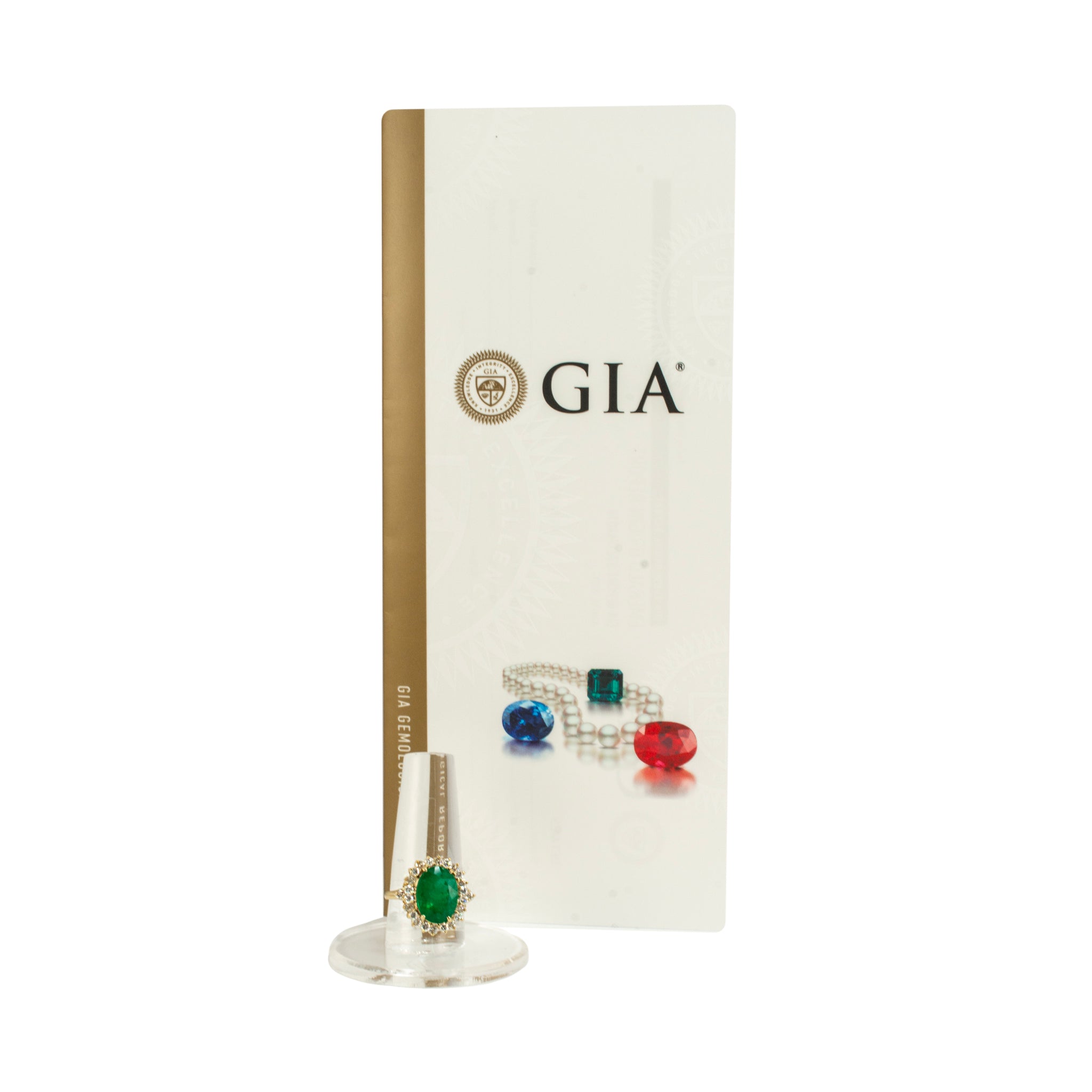 Vintage 18K Yellow Gold 6.68ct GIA Brazilian Emerald Halo Diamond Cocktail Ring