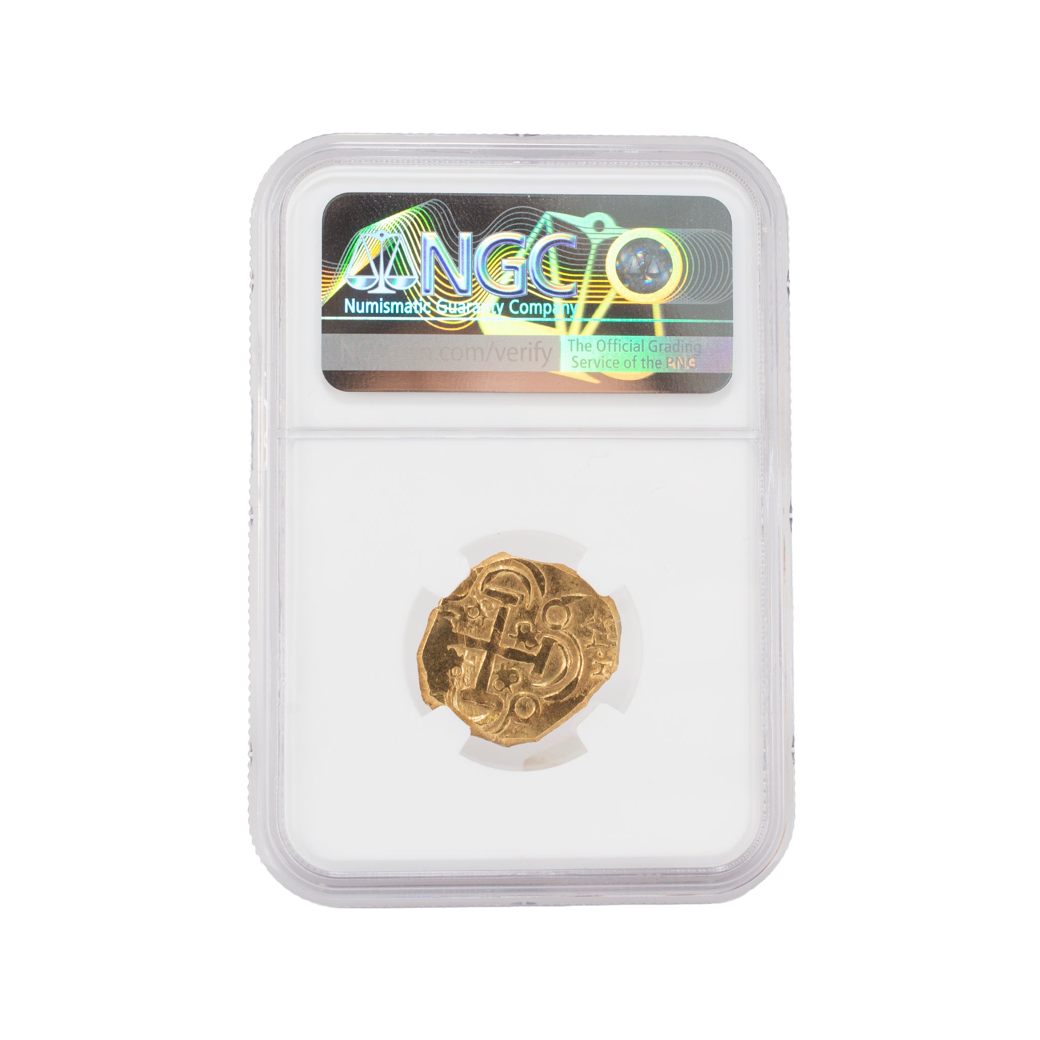 1700–1714 Ngc UNC Details Colombia 2 Escudos Carlos II Ancient Gold Cob Coin