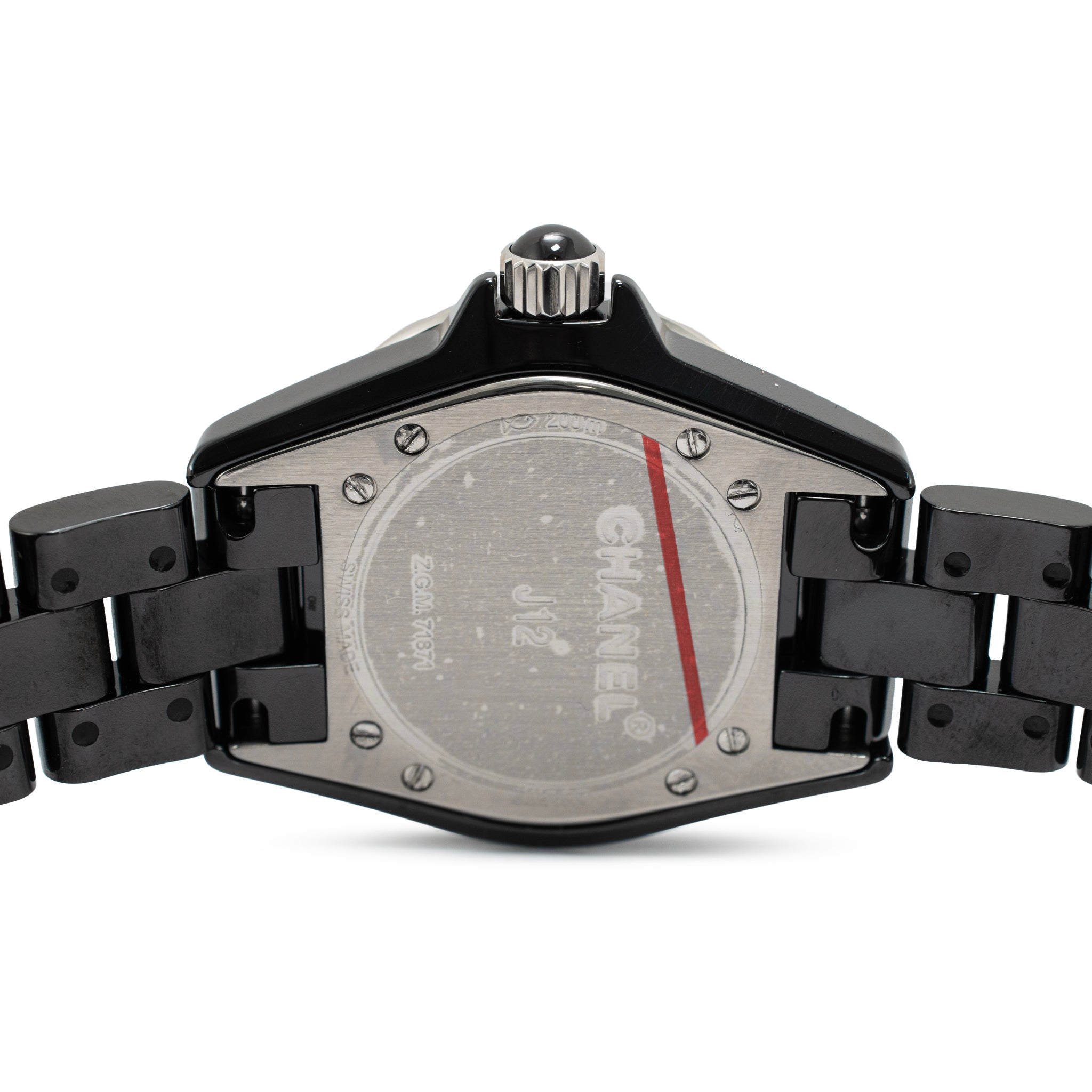 Ladies Chanel J12 Black Ceramic 33MM H1625 Icon 12 Diamond Steel Quartz Watch