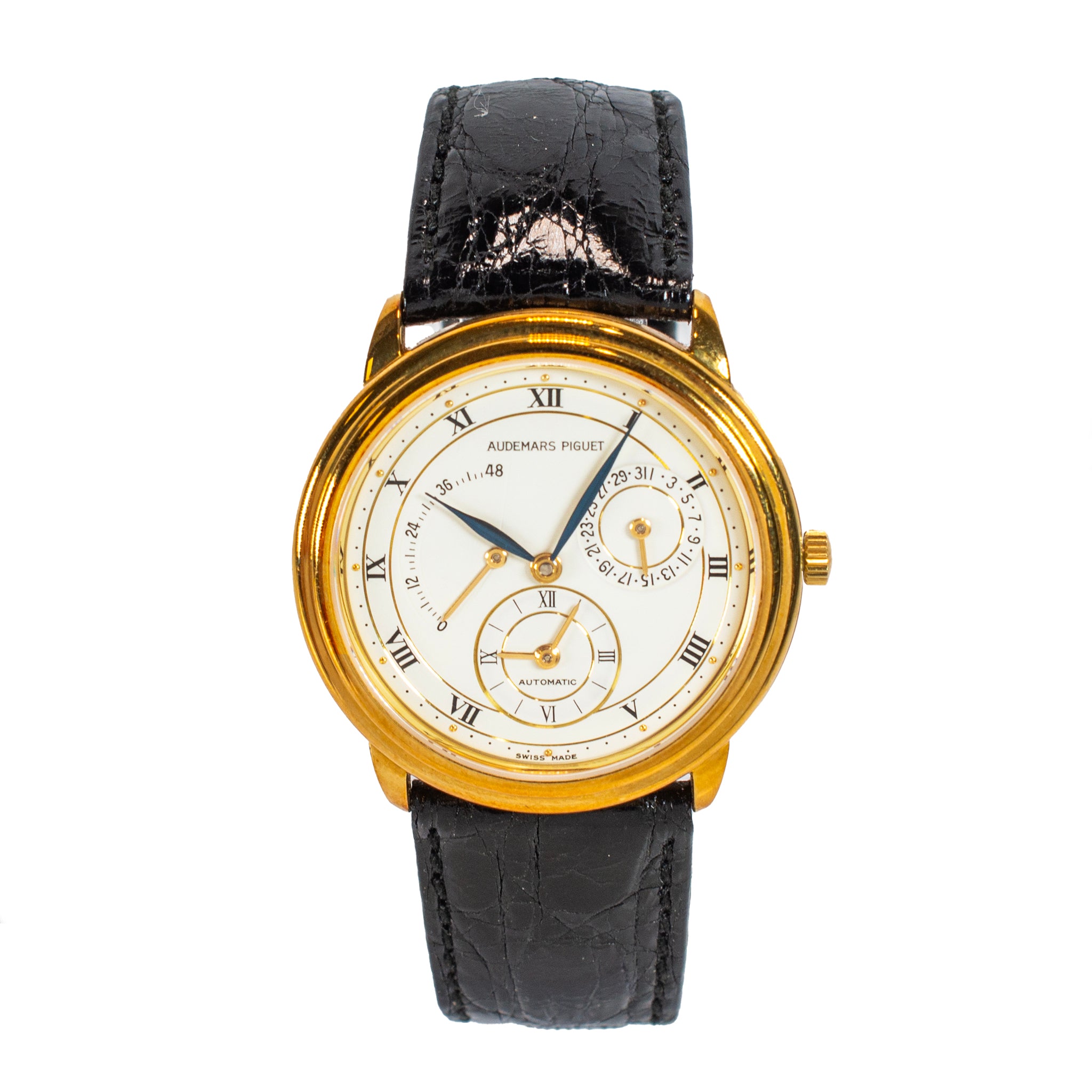 Vintage Audemars Piguet Dual Time 36MM 25685BA 18K Gold Calendar Automatic Watch