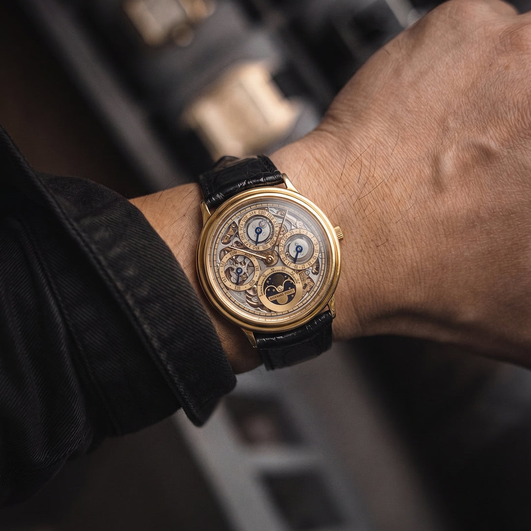 Vintage Audemars Piguet Perpetual Calendar 36mm 25558BA Skeleton Gold Watch